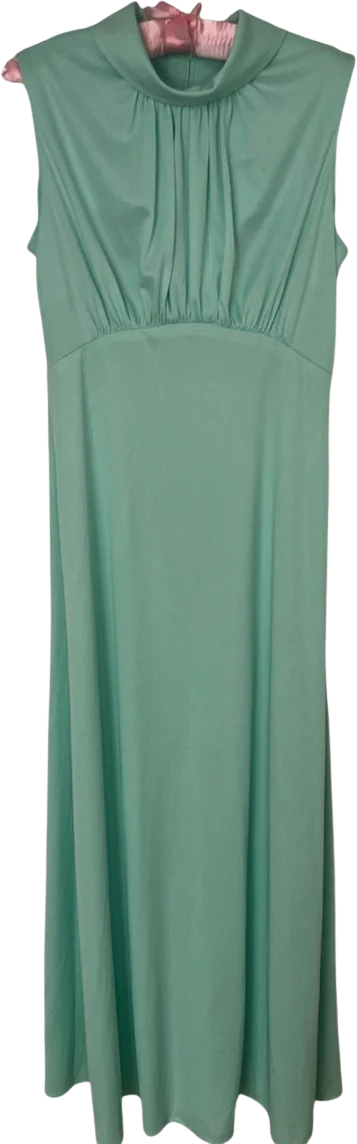 Vintage 70s Sleeveless Seafoam Green Maxi Dress Size Med/large 14 Wedding