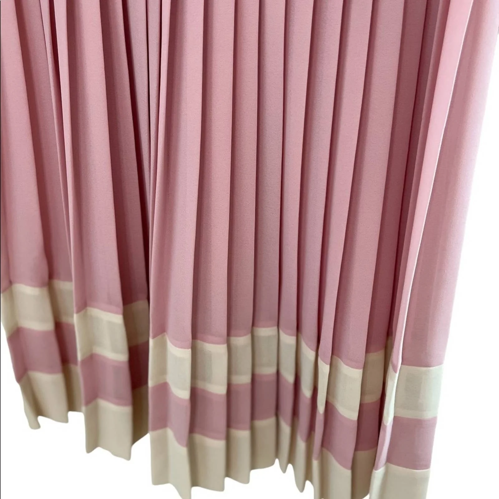 Vintage 70s St Gillian Ballet Pink White Pleated Dress Large 12 by Kay Unger - Image 5