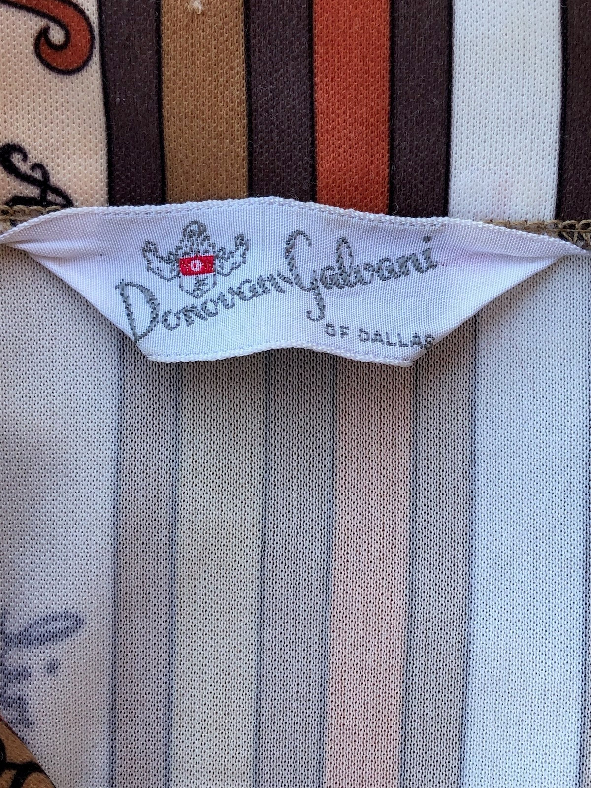 Vintage 70s Striped Polyester Blouse Astrology Theme Novelty Print Sz S by Donovan Galvani of Dallas - Image 8