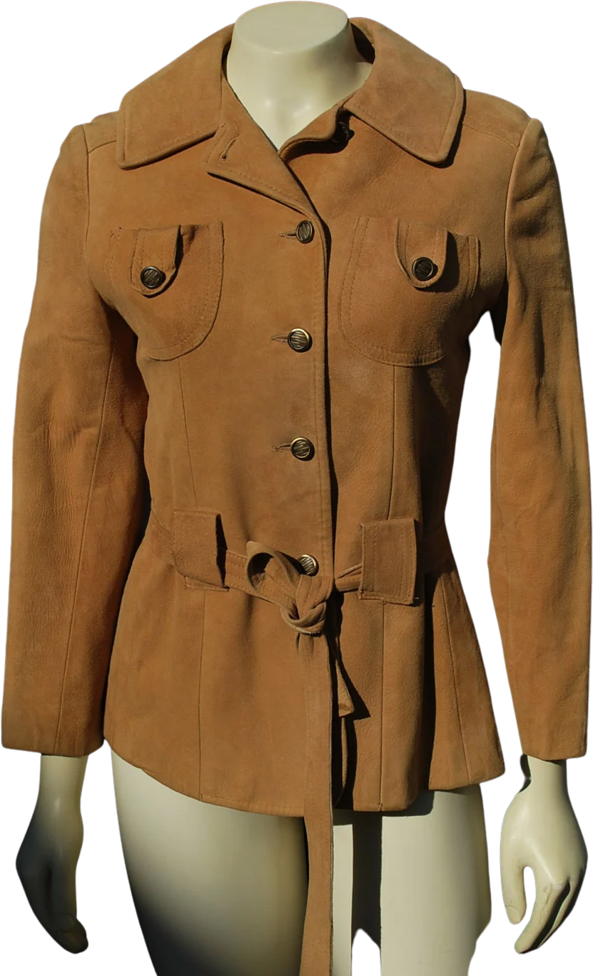 Vintage 70s Suede Jacket Kacket Chic Small Soft Leather Blazer Jacket Short by Sylvia Agins