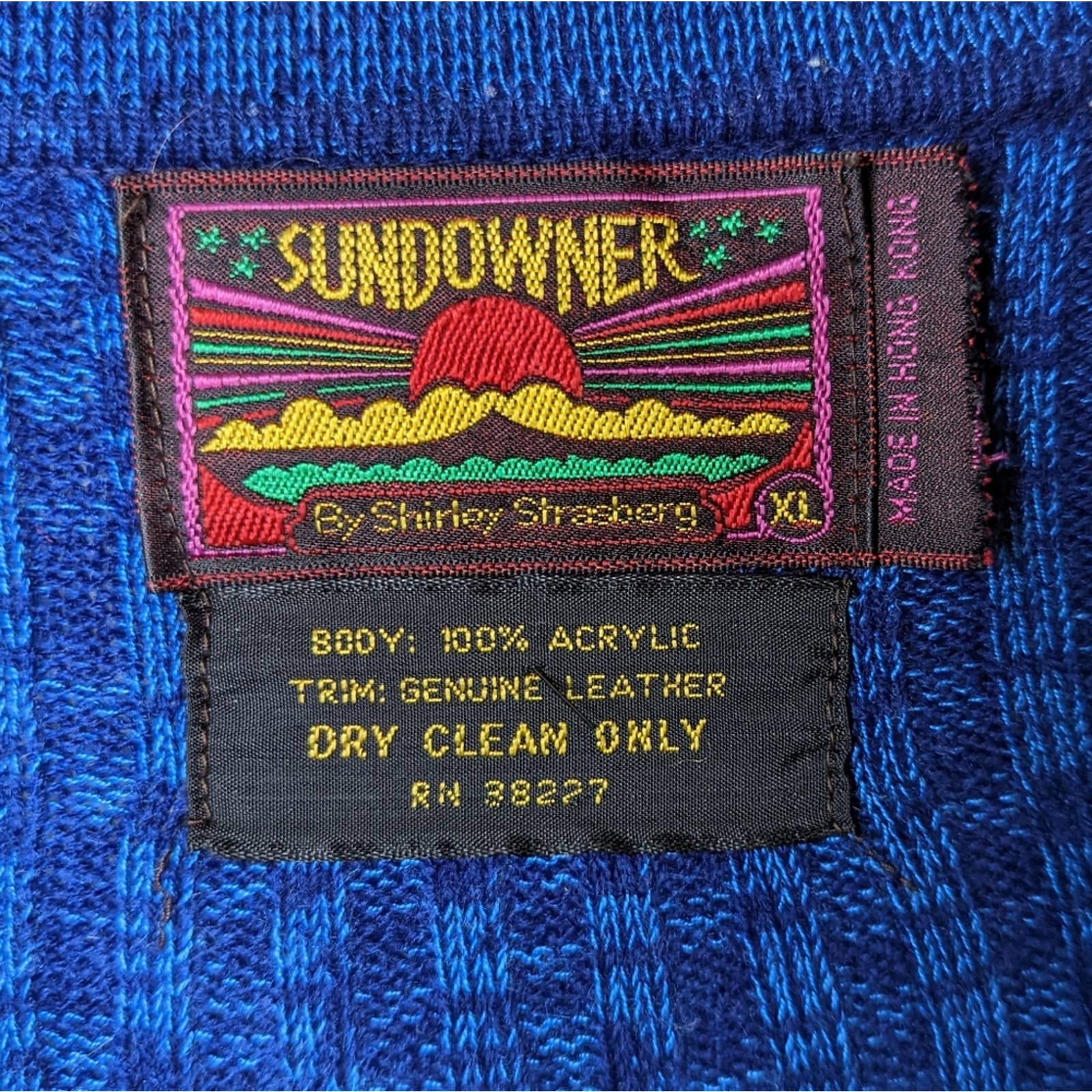 Vintage 70s Sundowner Ribbed Polo Collar Sweater Leather Trim by Shirley Strasberg - Image 10