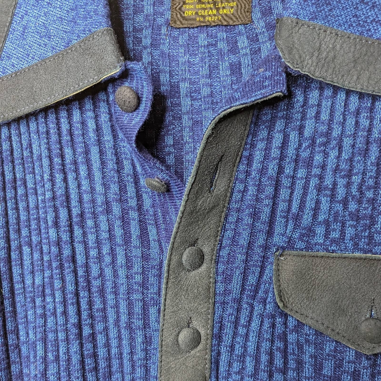 Vintage 70s Sundowner Ribbed Polo Collar Sweater Leather Trim by Shirley Strasberg - Image 5