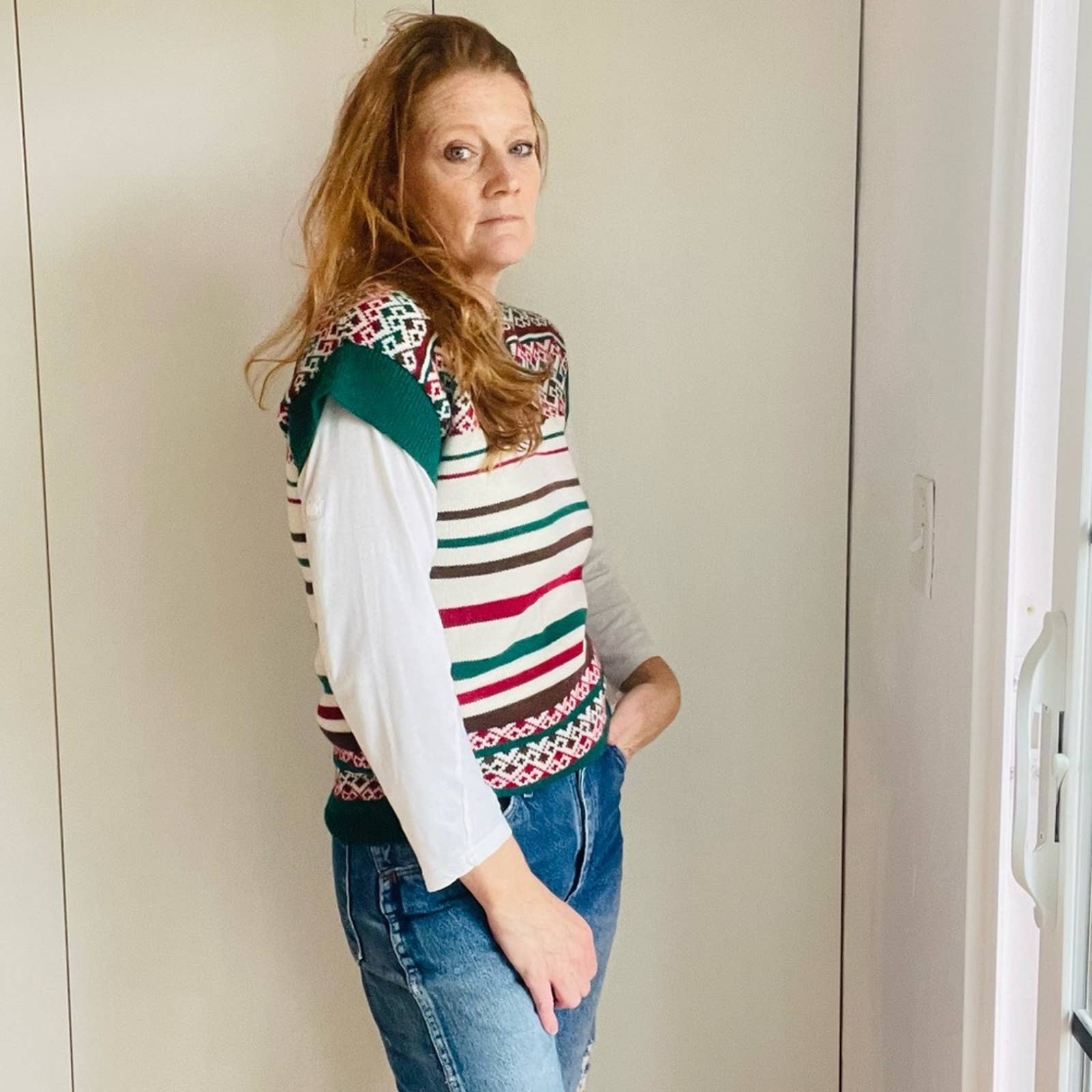 Vintage 70s Sweater Vest Small V-Neck Twee Fall Looks Holiday Small Winter - Image 11