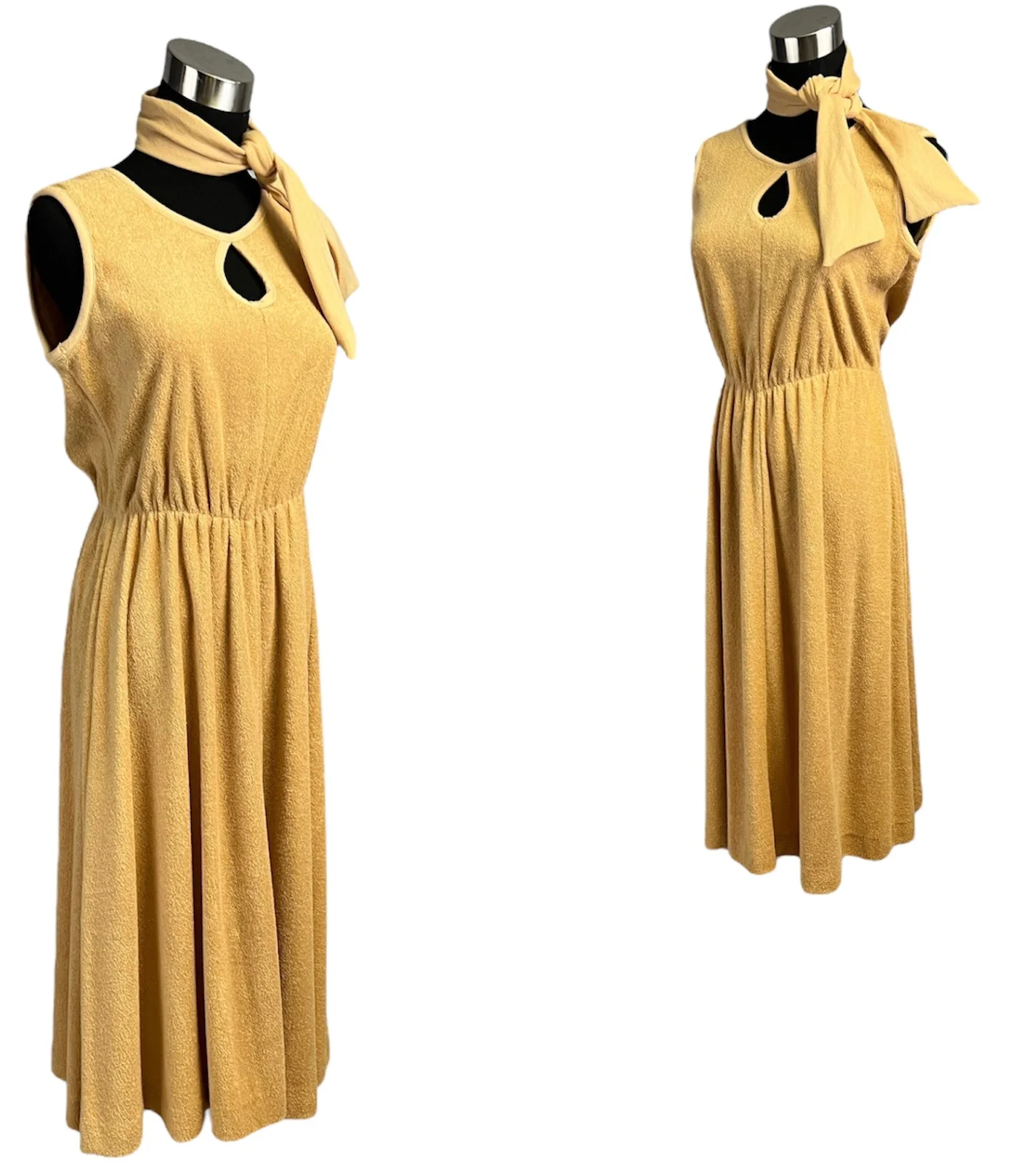 Vintage 70s Terrycloth Sun Dress with Scarf Belt - Image 2