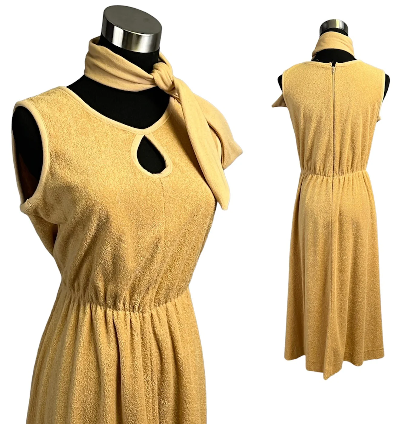 Vintage 70s Terrycloth Sun Dress with Scarf Belt - Image 3