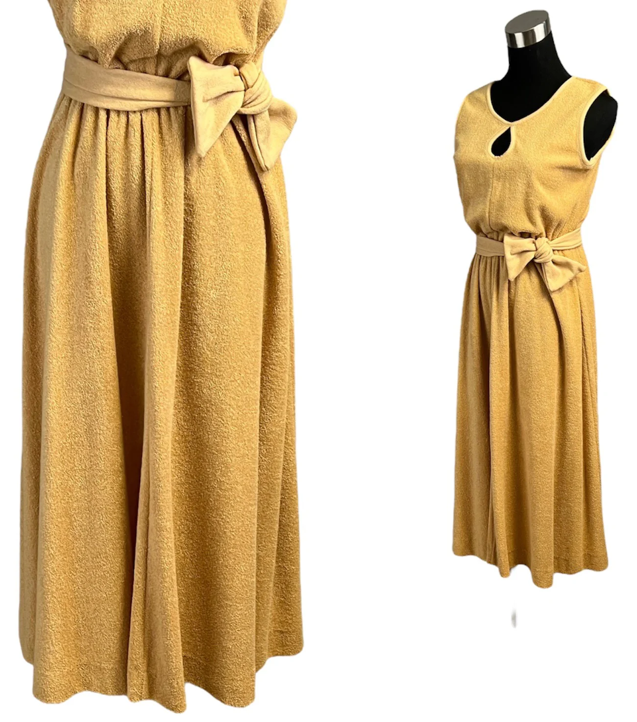 Vintage 70s Terrycloth Sun Dress with Scarf Belt - Image 4