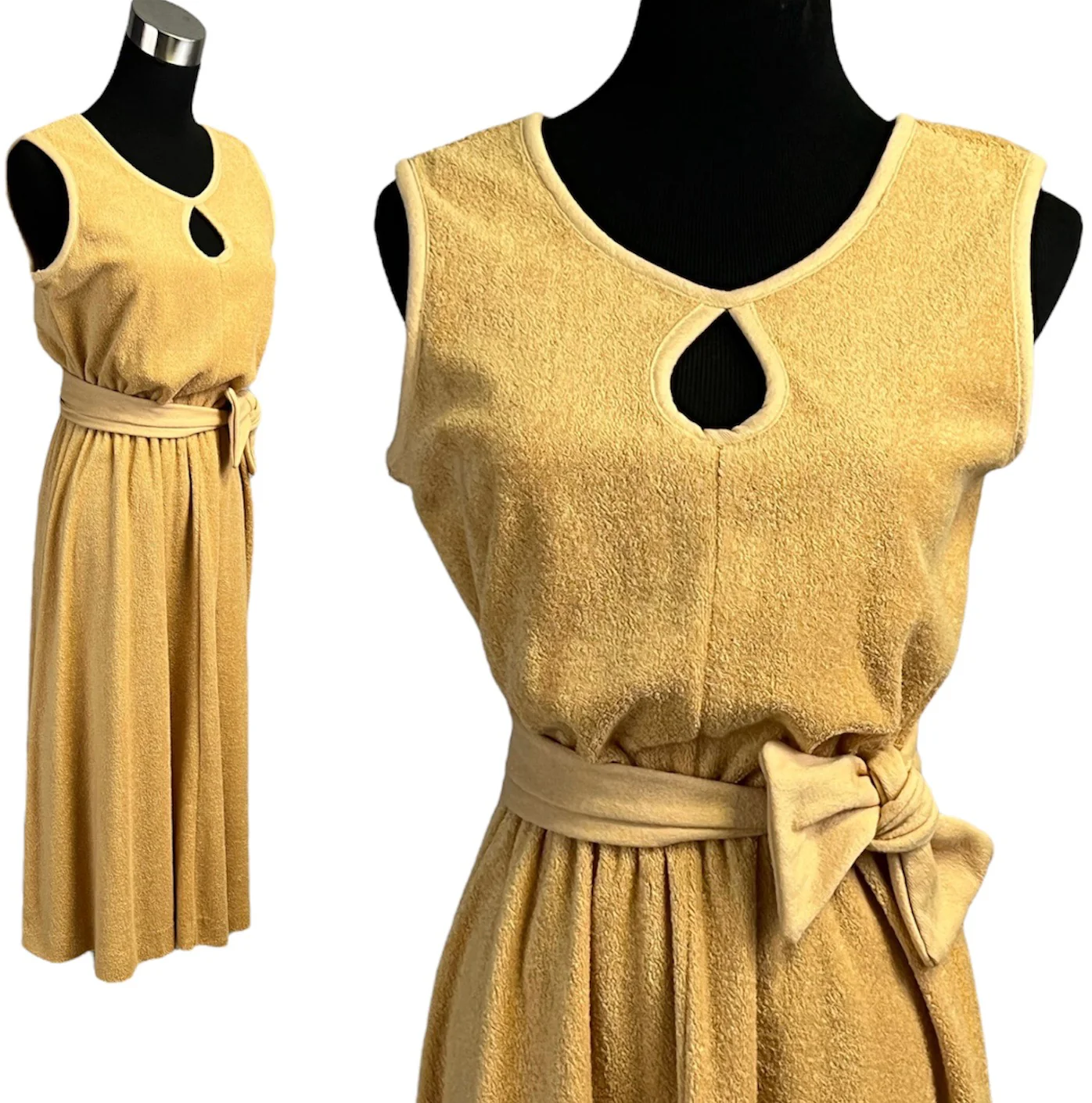 Vintage 70s Terrycloth Sun Dress with Scarf Belt - Image 5
