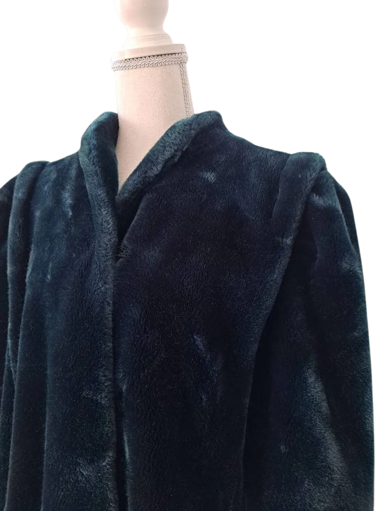 70s/80s Emerald Green Teddy Bear Long Faux Fur Coat - Image 4