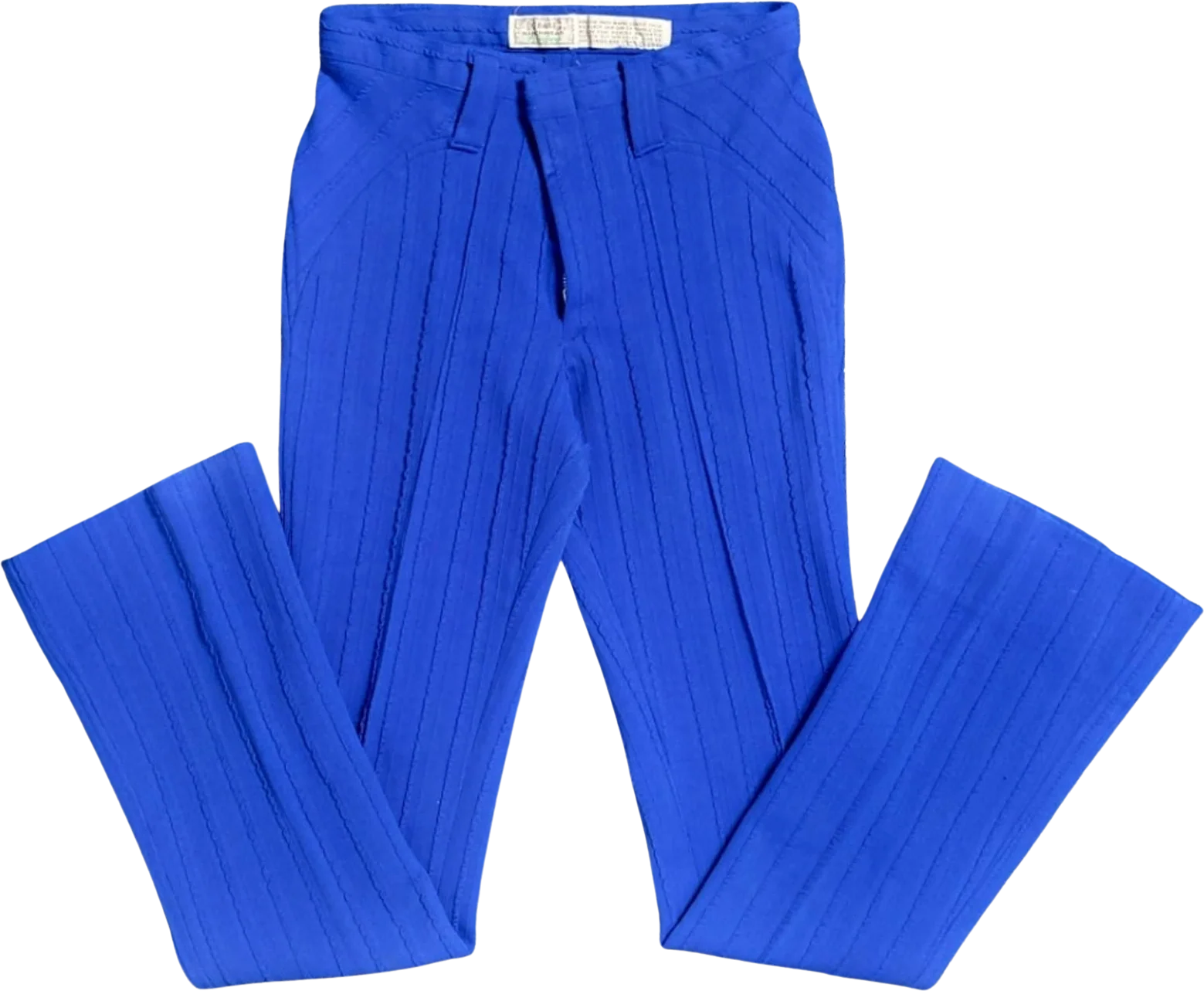 Vintage 70s Tomboy Textured Blue Polyester Pants by H Bar C