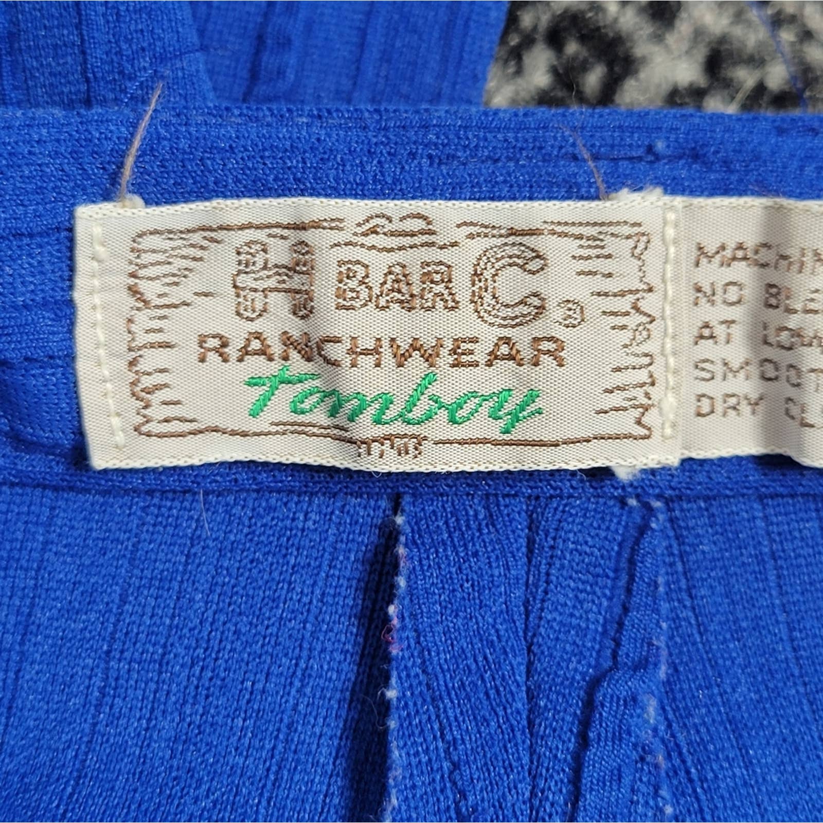 Vintage 70s Tomboy Textured Blue Polyester Pants by H Bar C - Image 6