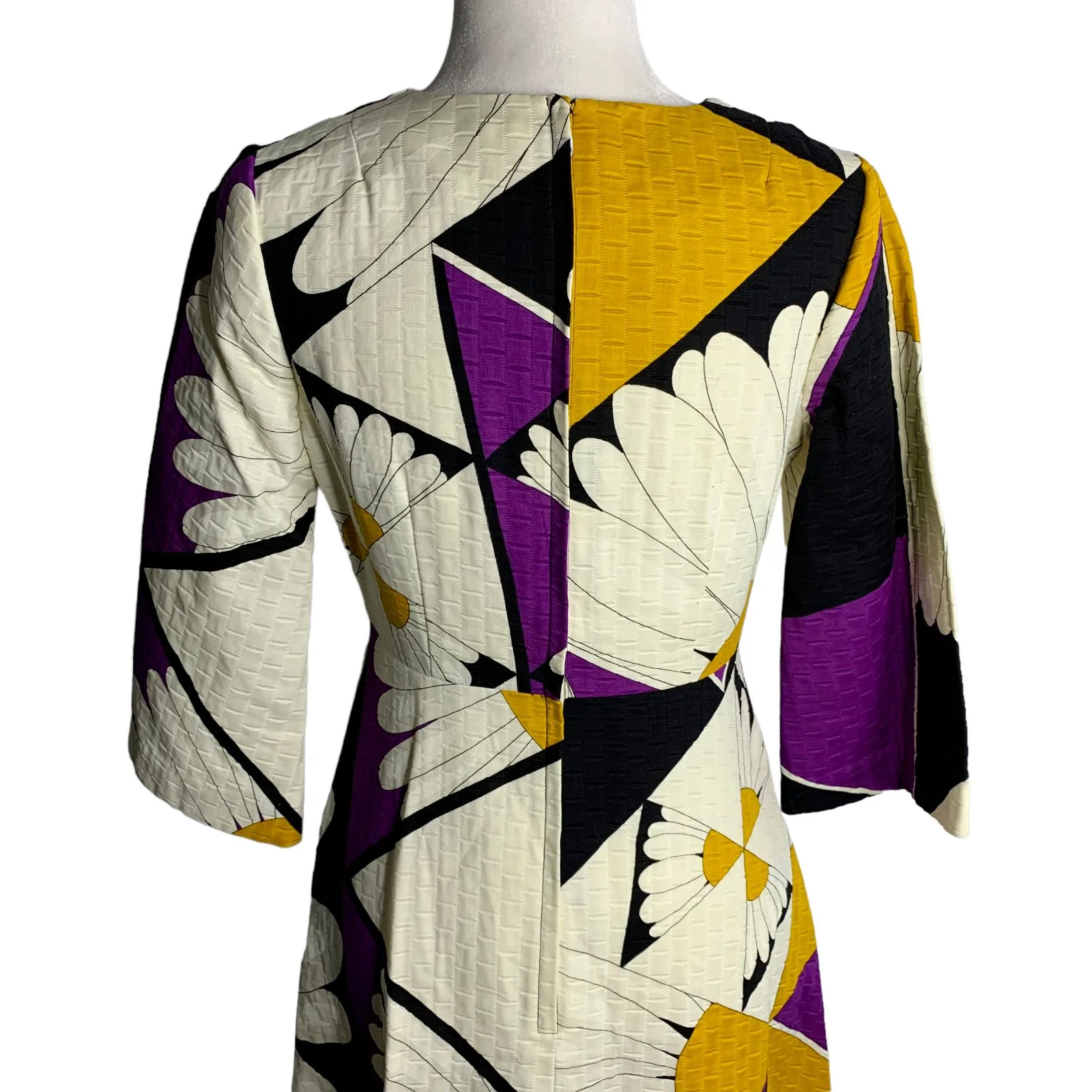 Vintage 70s Tori Richard Tropical Maxi Dress S Black Gold Daisy Sleeve by Tori Richard - Image 7