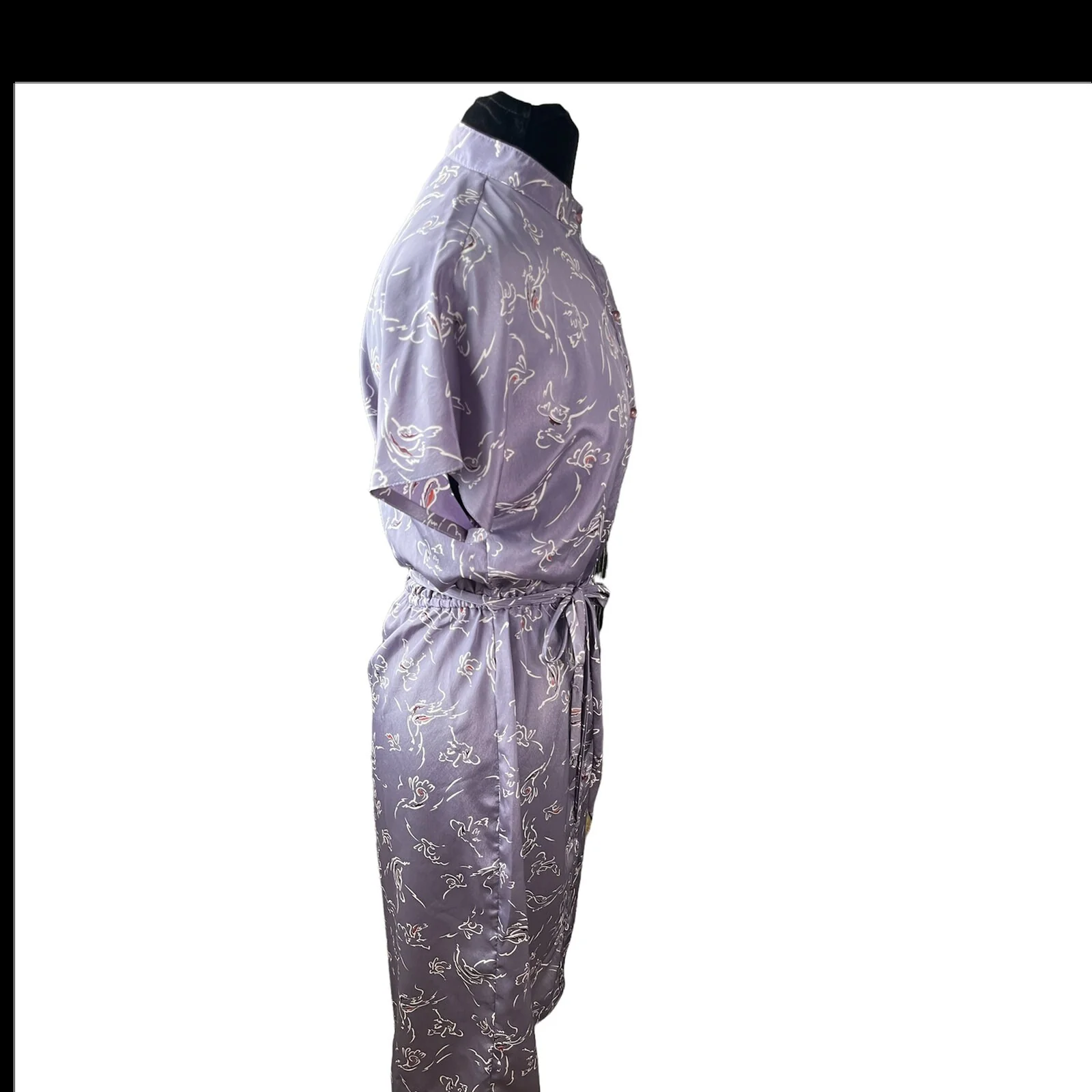 Vintage 70s Twee Purple Abstract Floral Midi Dress Fall Med/large Cottage - Image 4
