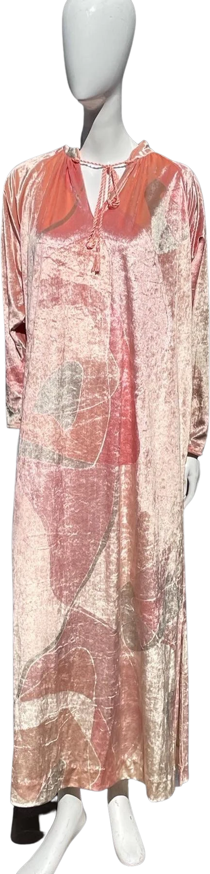 Vintage 70s Velour Dress Elizabeth Arden The Salon Hostess Maxi Abstract Joan Miro Style Print Art To Wear Size L by Bill Tice