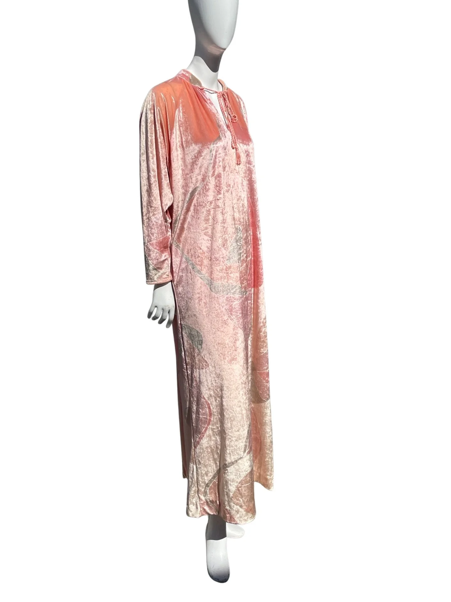 Vintage 70s Velour Dress Elizabeth Arden The Salon Hostess Maxi Abstract Joan Miro Style Print Art To Wear Size L by Bill Tice - Image 5