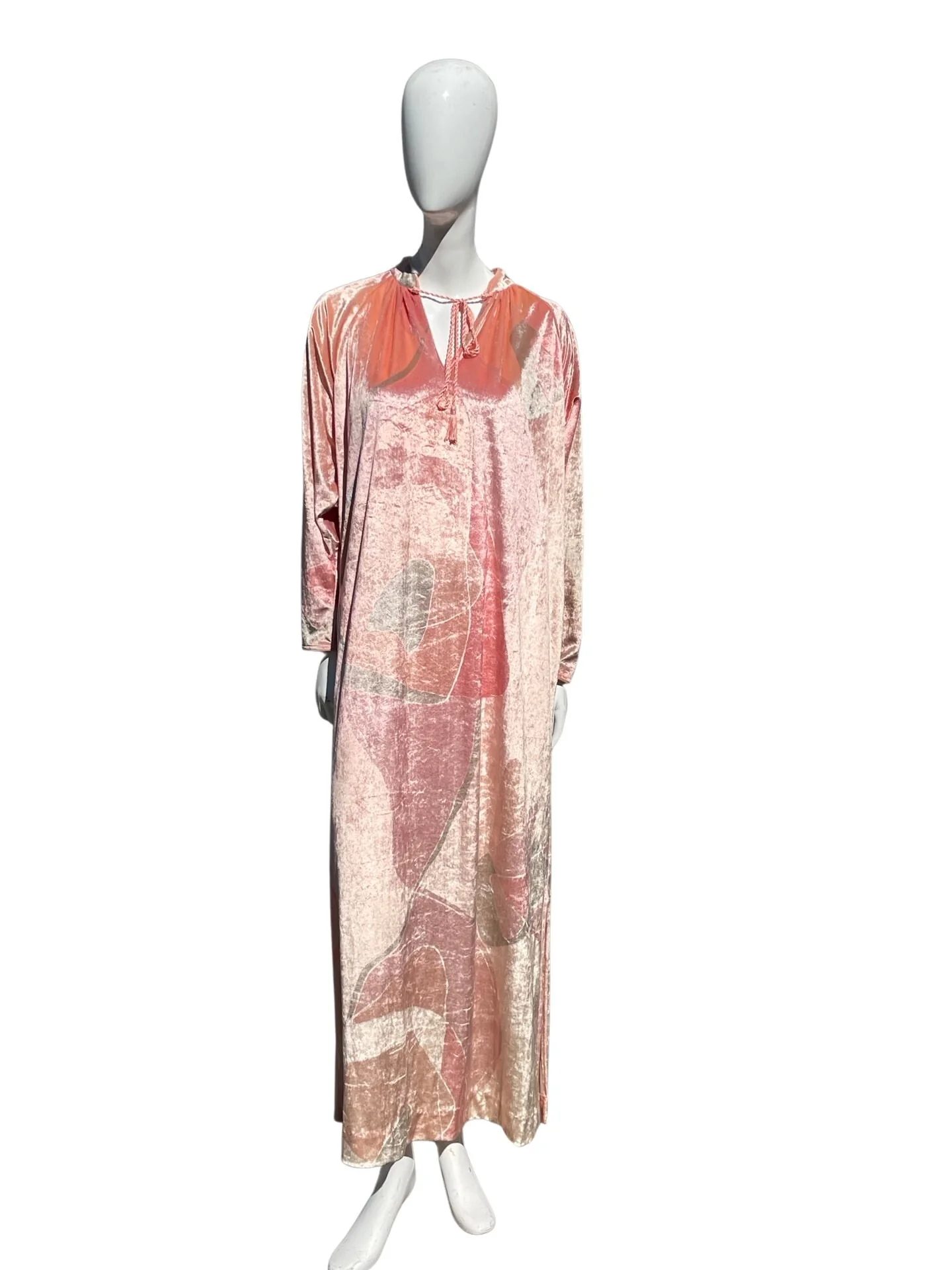 Vintage 70s Velour Dress Elizabeth Arden The Salon Hostess Maxi Abstract Joan Miro Style Print Art To Wear Size L by Bill Tice - Image 7