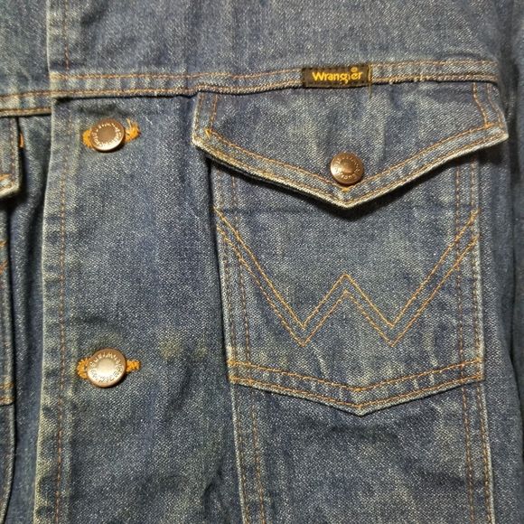 Vintage 70s Western Blanket Lined Denim Jean Trucker Jacket Men's Md by Wrangler - Image 3