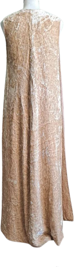 70s Shimmery Champagne Velvet Open Long Duster Vest By Whims of California Rough Riders - Image 2