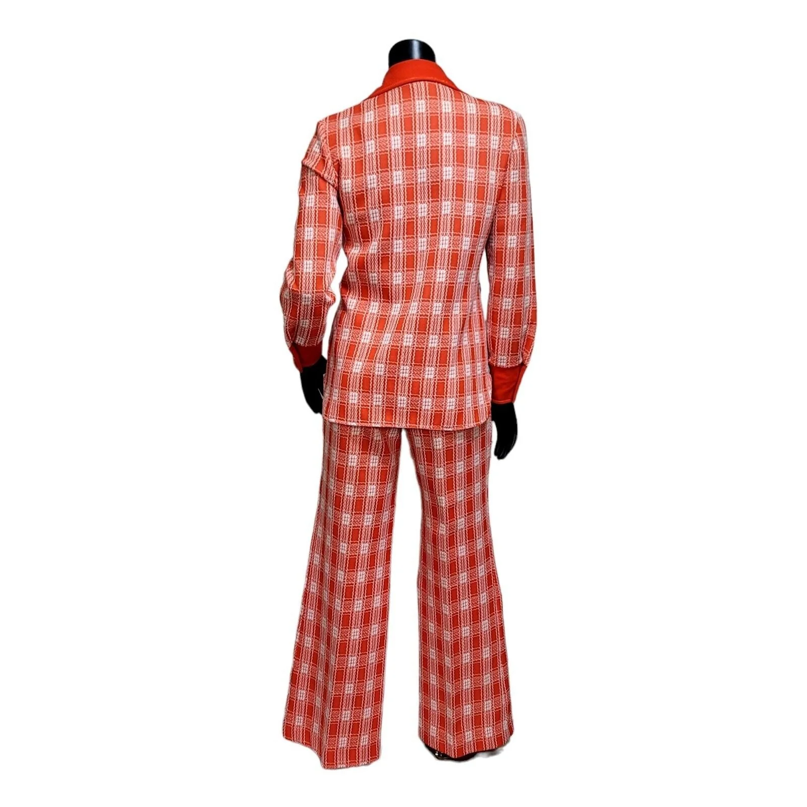 70s Orange White Polyester Leisure Suit Disco By Rosenbaum & Co - Image 2