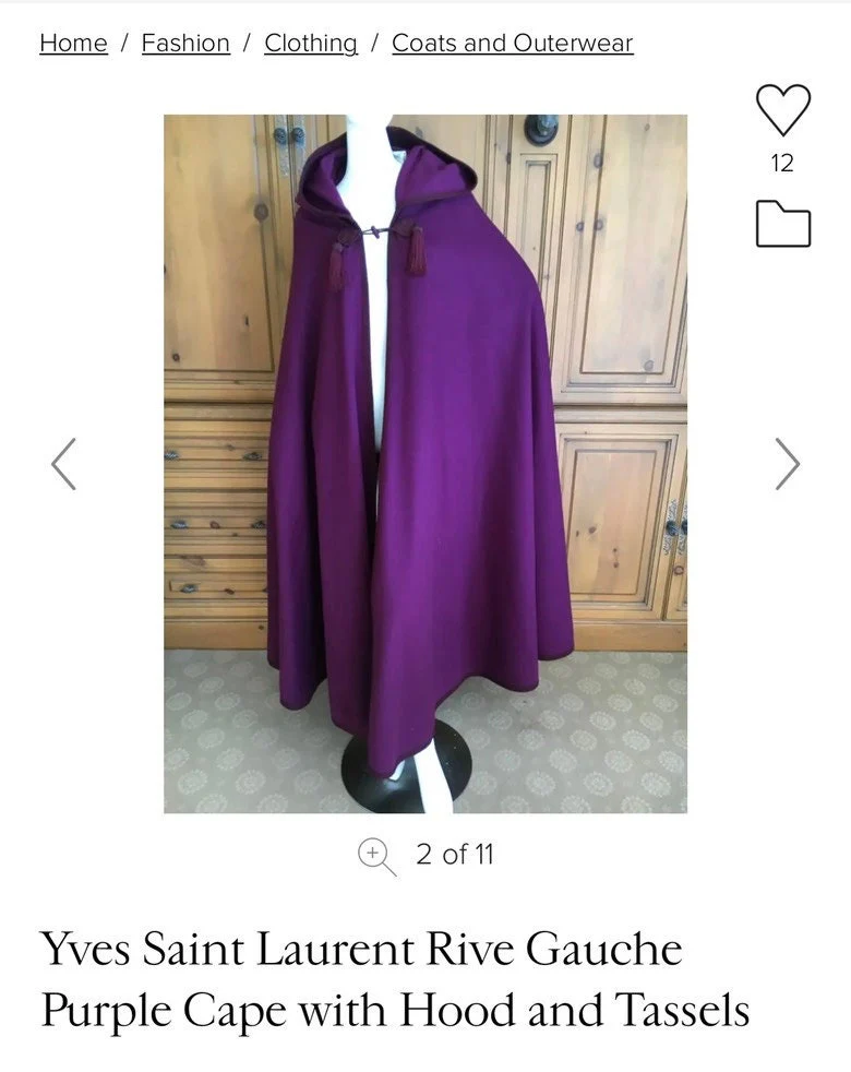 70s Vintage Ysl Purple Hooded Russian Collection Cape Double Tassels On Front and Long Tassel On The Hood Statement Piece No Tag by Ysl By YSL - Image 9
