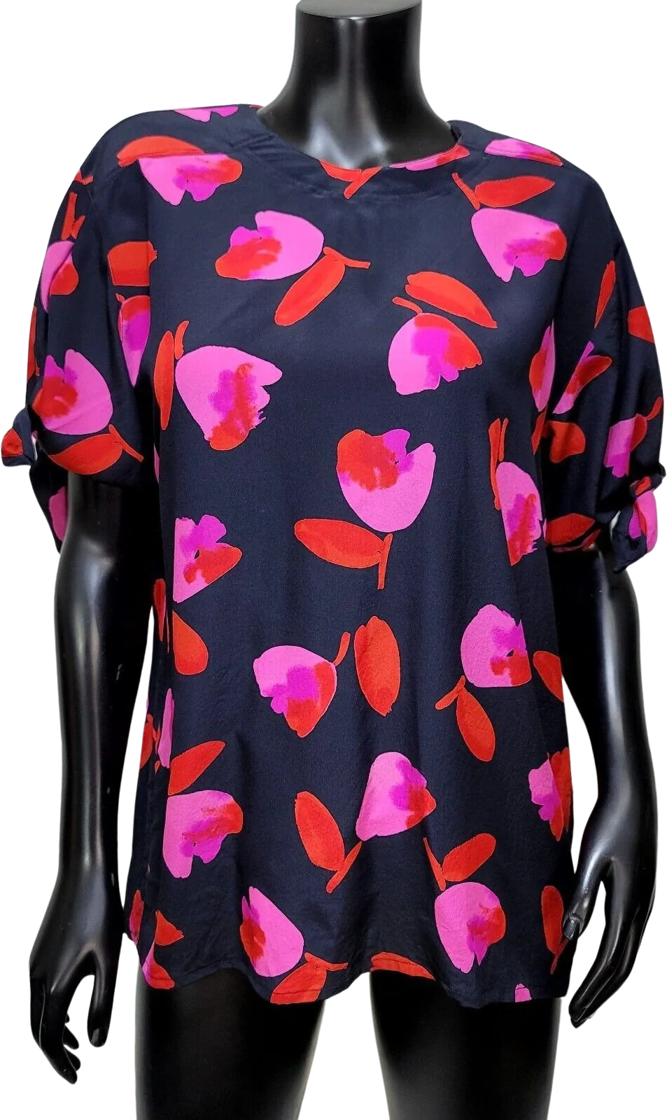 80s Silk Pink Tulip Tie Sleeve Blouse And Scarf By Escada