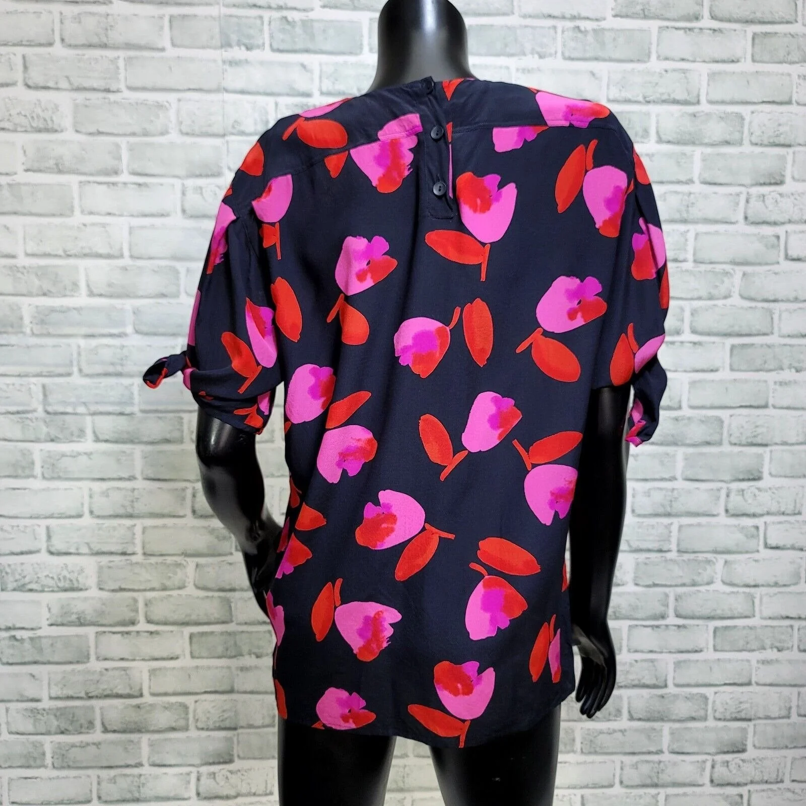 80s Silk Pink Tulip Tie Sleeve Blouse And Scarf By Escada - Image 2