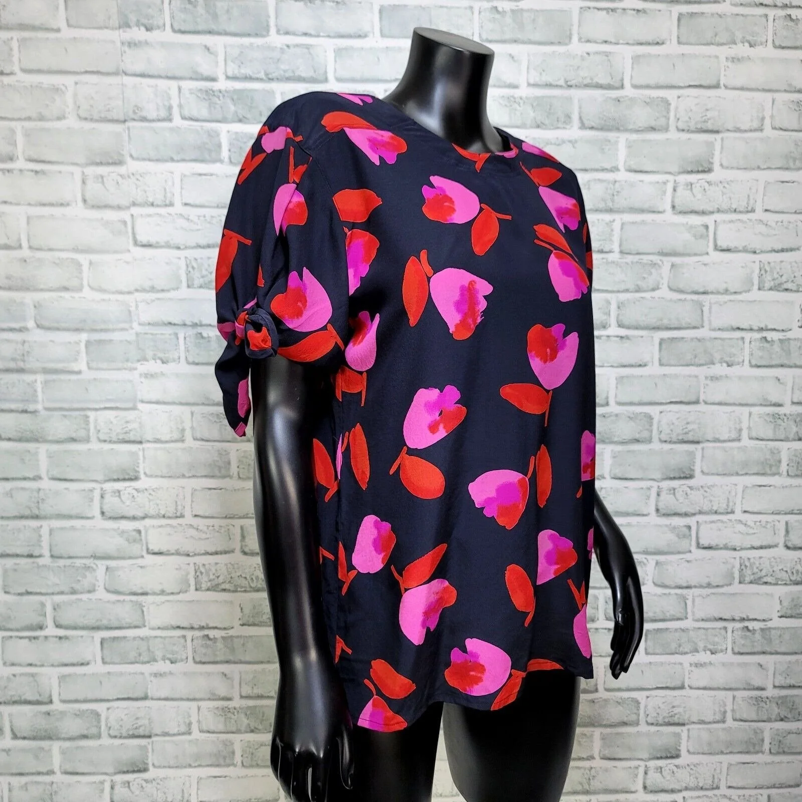 80s Silk Pink Tulip Tie Sleeve Blouse And Scarf By Escada - Image 5