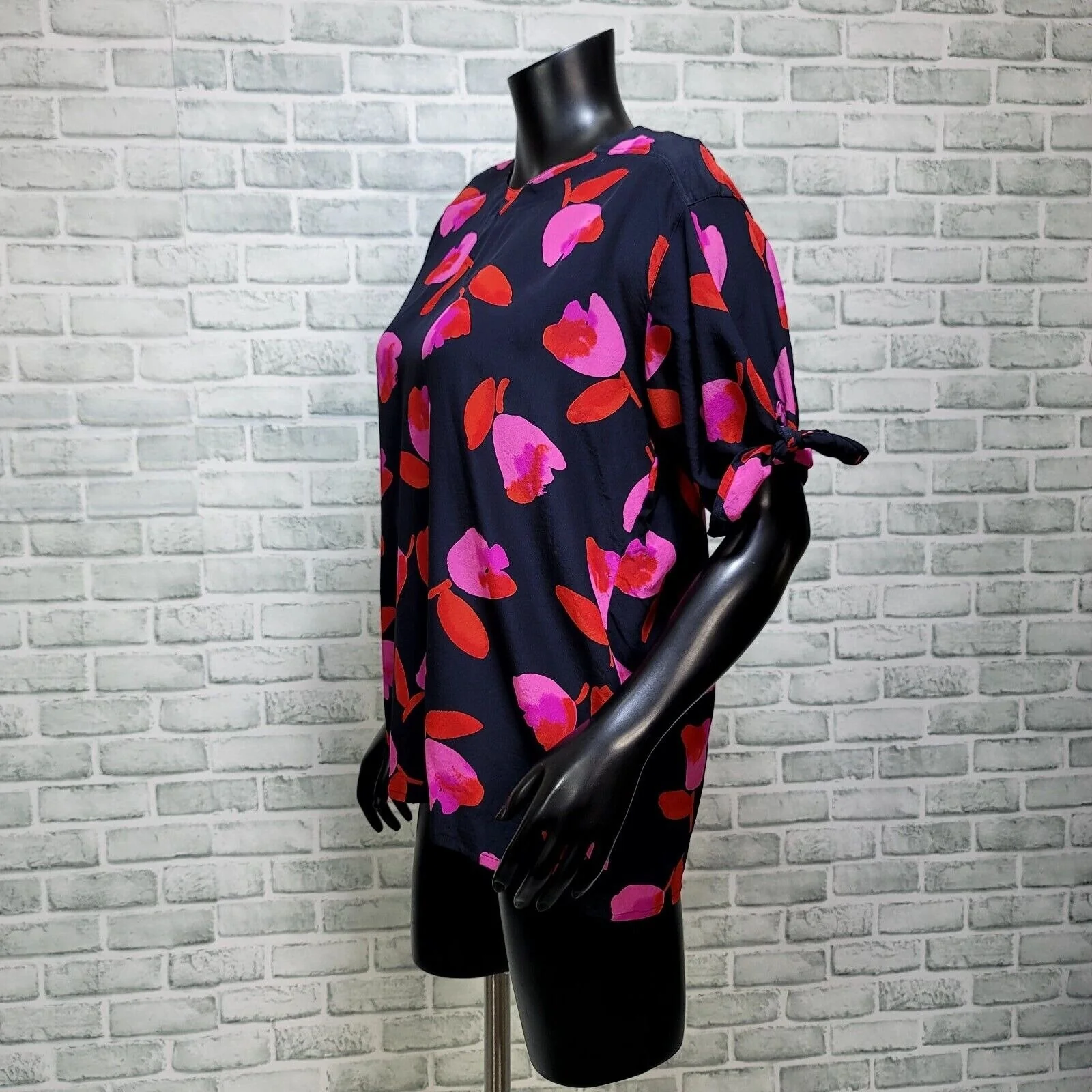 80s Silk Pink Tulip Tie Sleeve Blouse And Scarf By Escada - Image 6