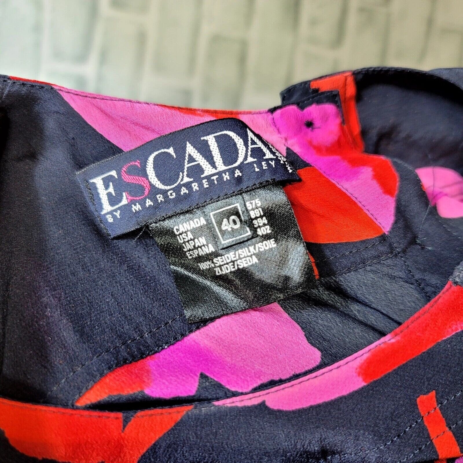 80s Silk Pink Tulip Tie Sleeve Blouse And Scarf By Escada - Image 9