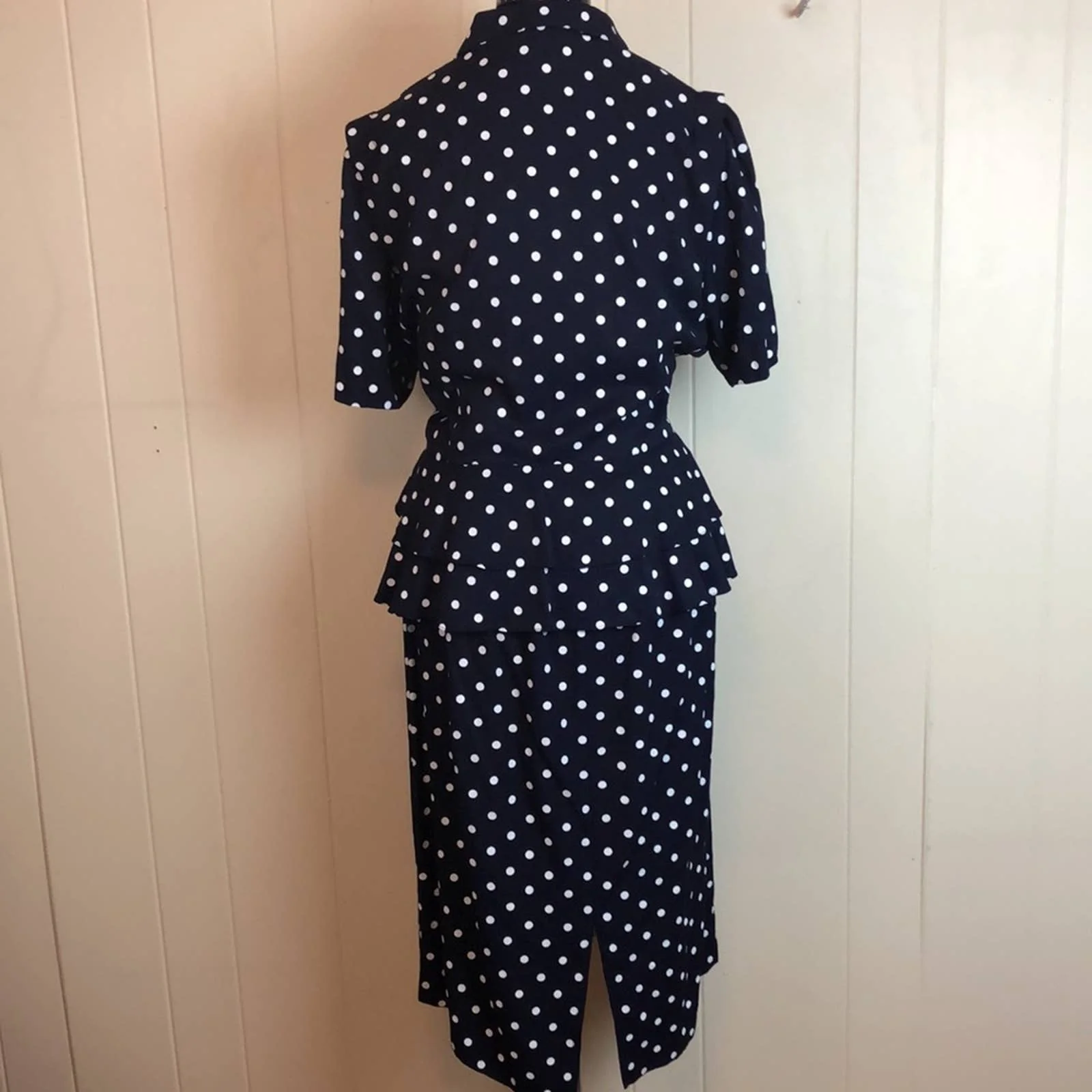 Vintage 80s 90s 2pc Polka Dot Skirt Suit by Lauren Michaels - Image 2