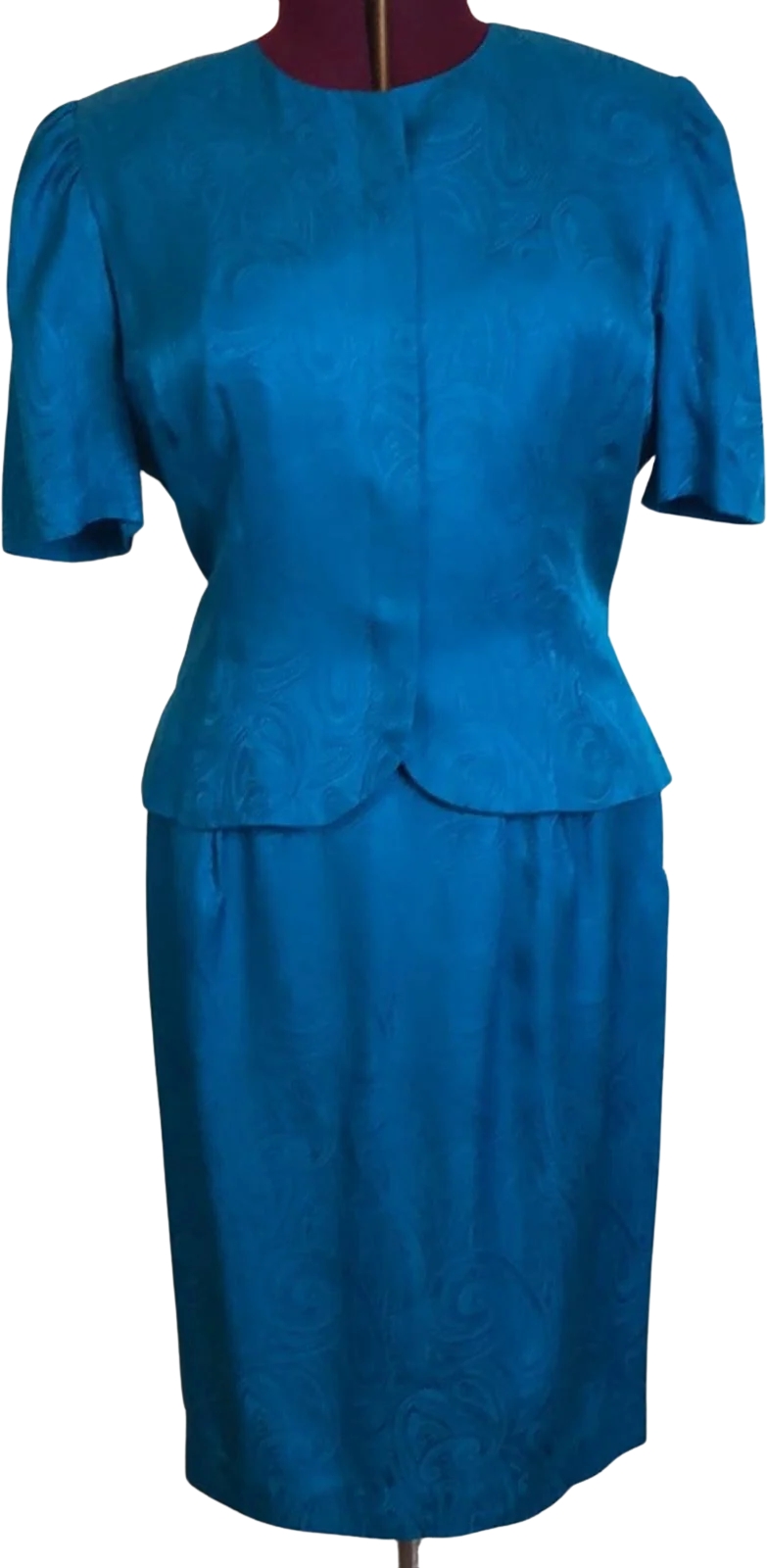 Vintage 80s 90s 2pc Silk Paisley Skirt Suit Large Classy Top and Skirt Set by Adrianna Papell