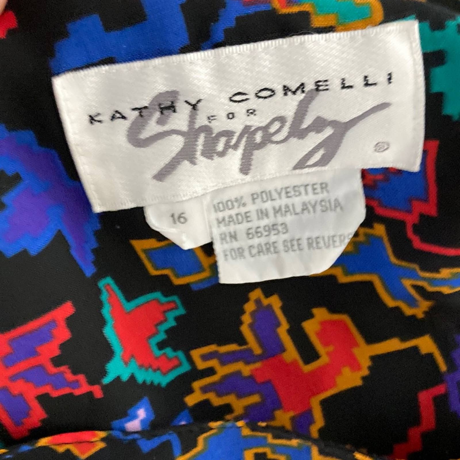 Vintage 80s 90s Abstract Novelty Pixelated Video Game Floral Top 16 Unique by Kathy Comelli - Image 6