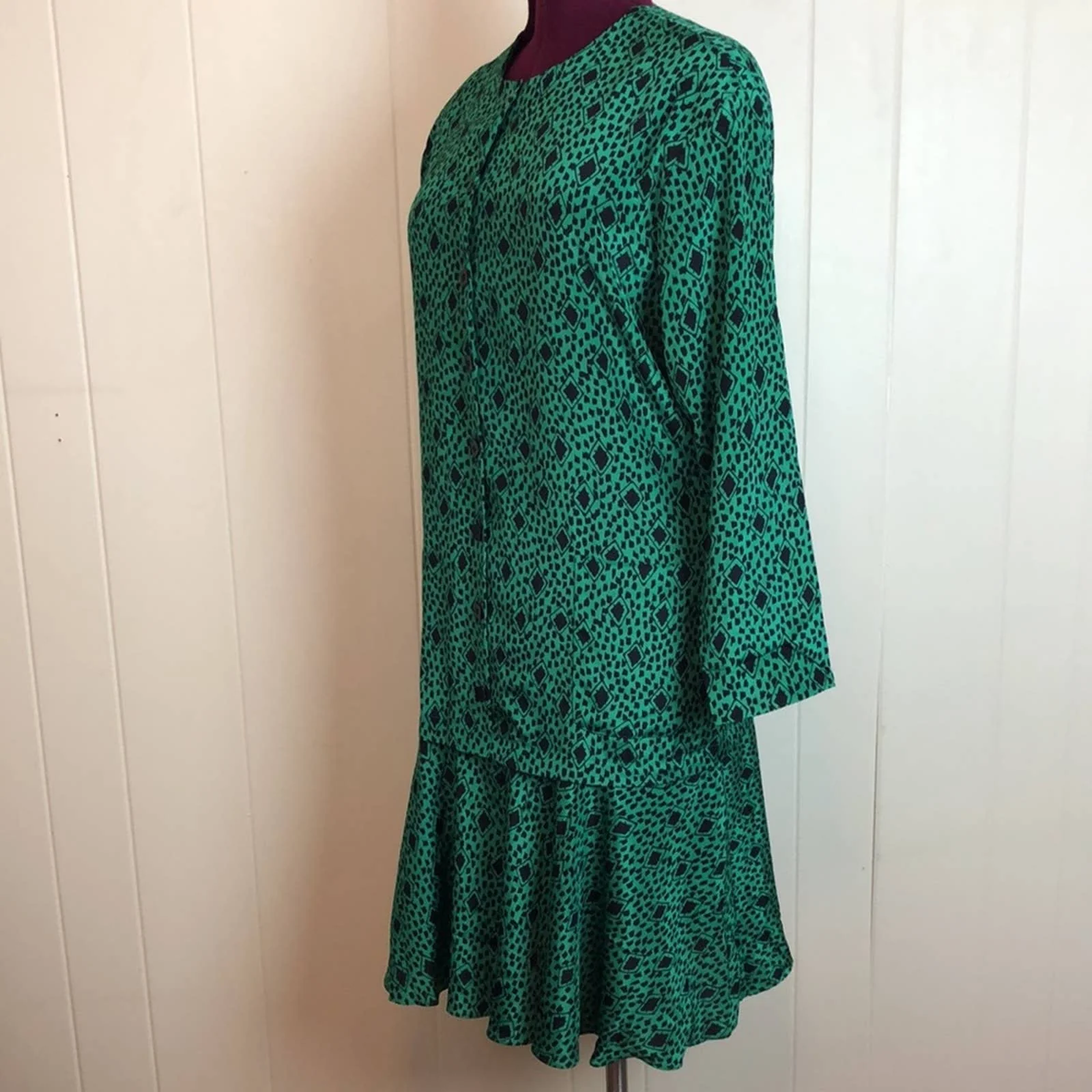 Vintage 80s 90s Button Down Drop Waist Career Dress by Epitome - Image 4