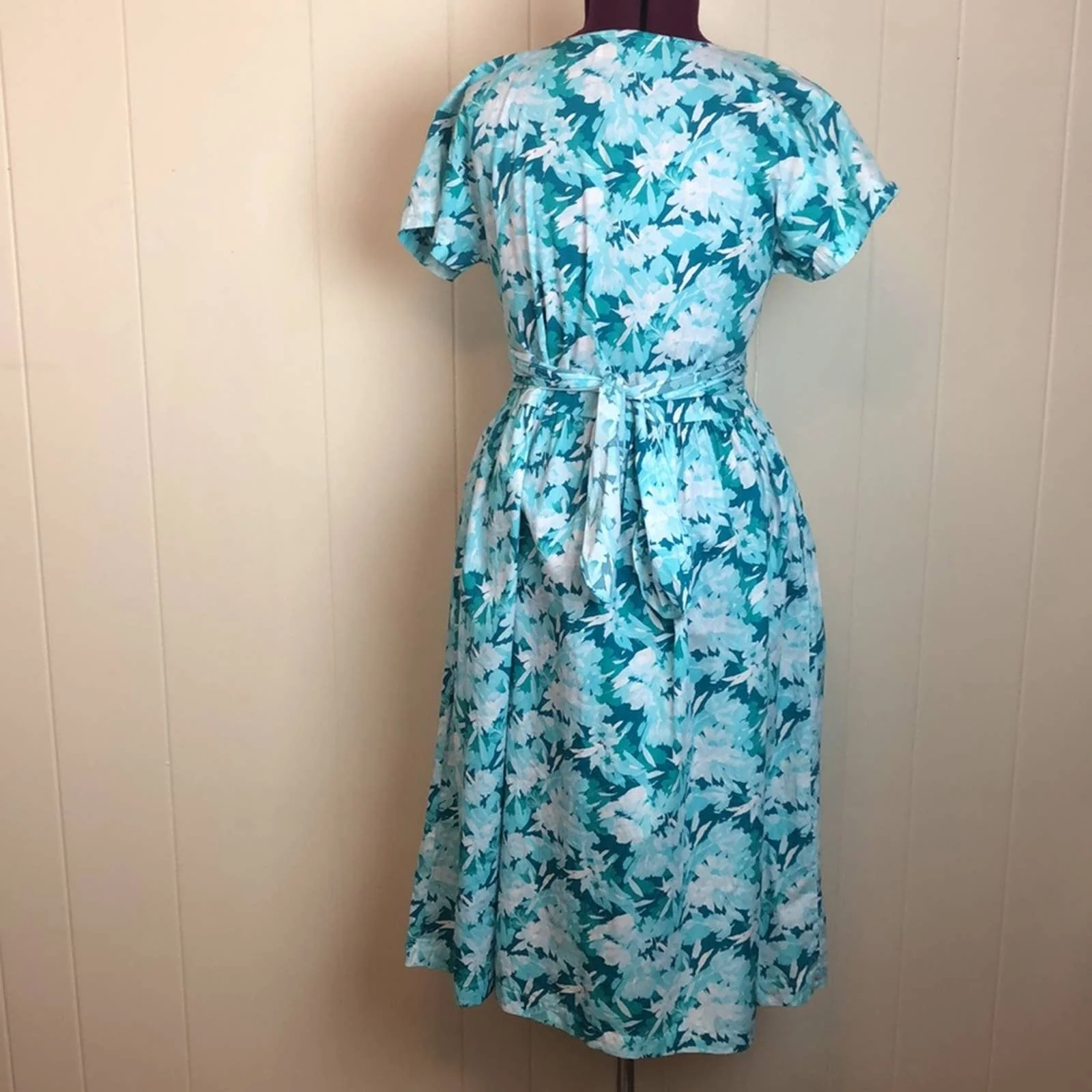 Vintage 80s 90s Button Down Floral Shirt Dress Medium Daytime Librarian Teacher by ERIKA - Image 4