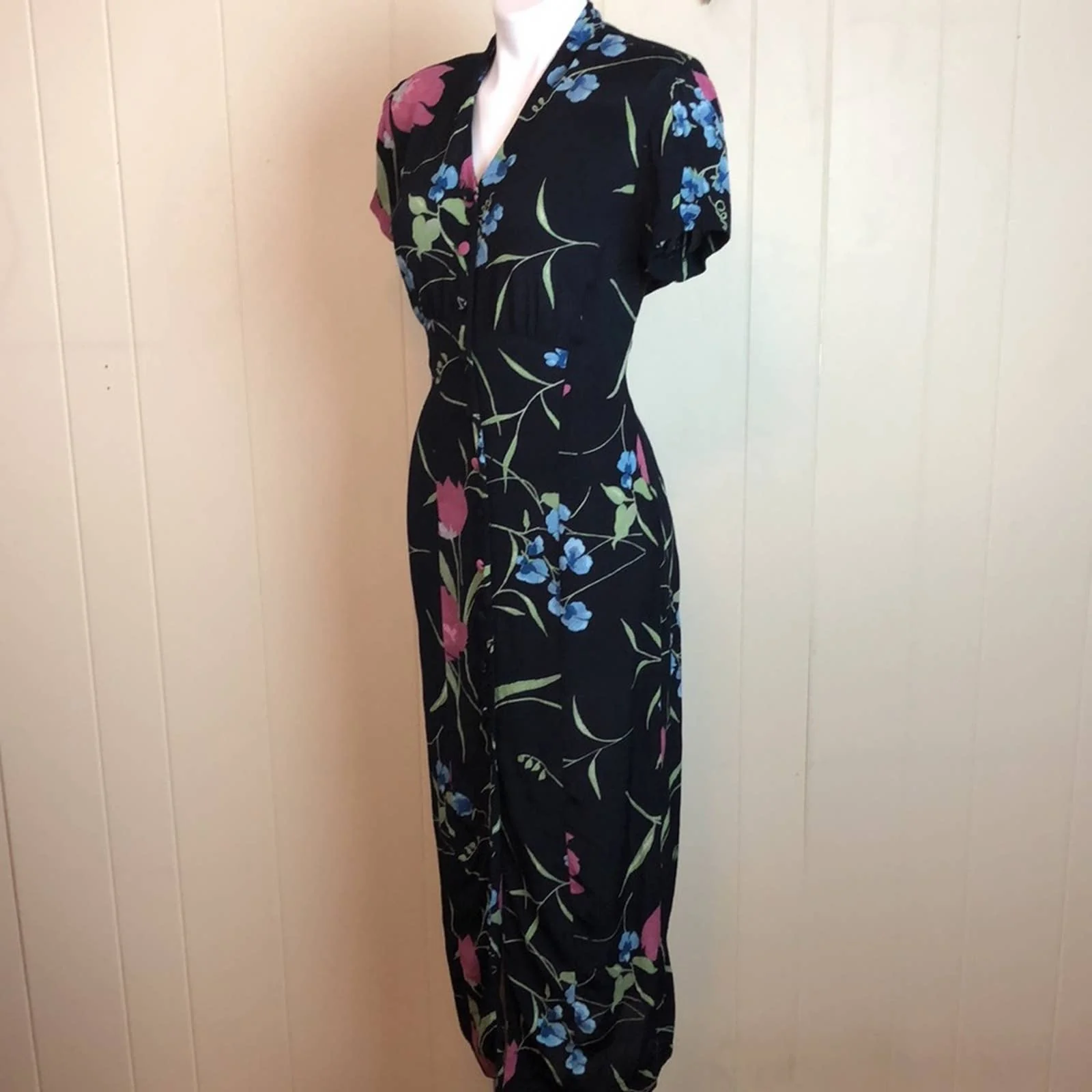 Vintage 80s 90s Button Down Grunge Maxi Dress by RJ Stevens - Image 4