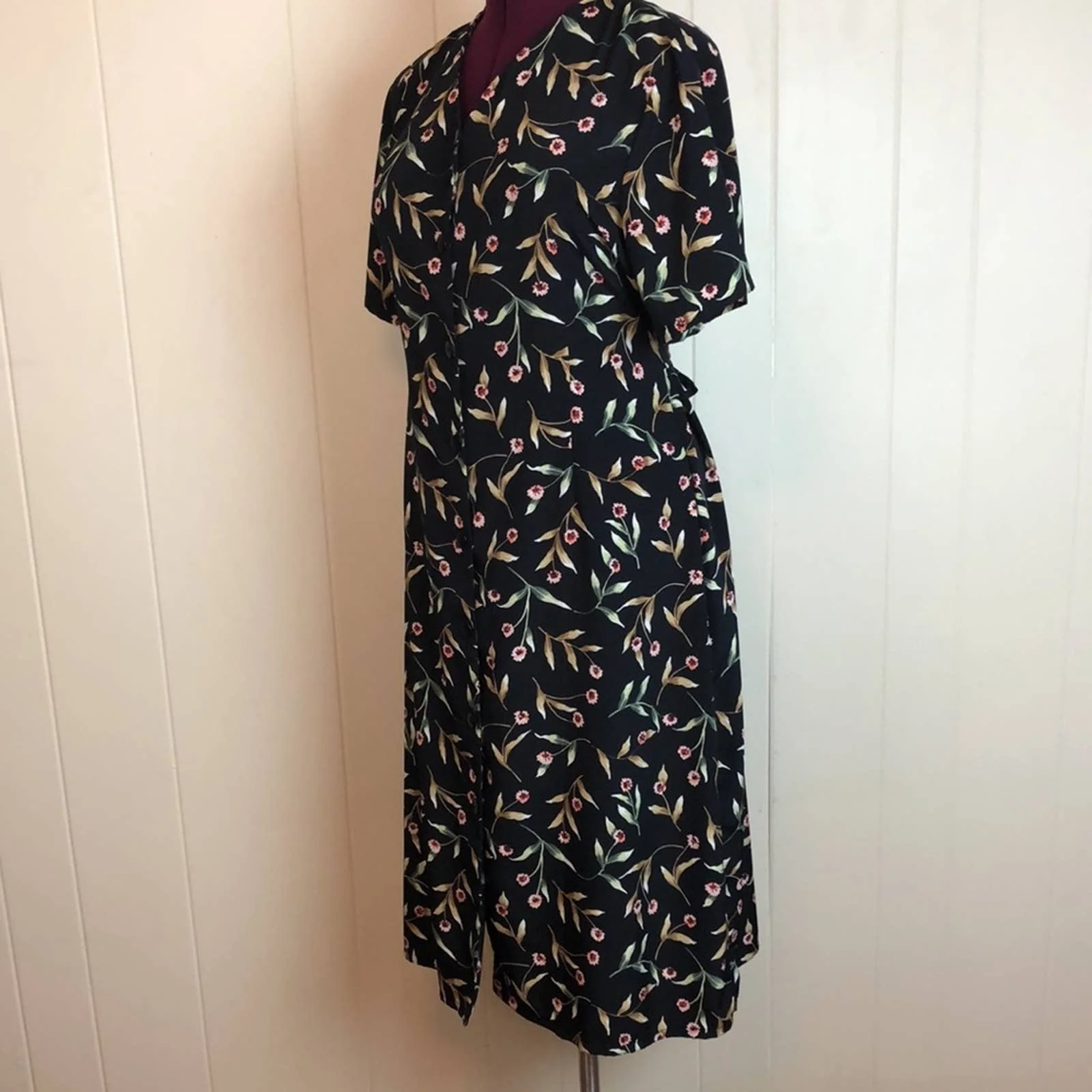 Vintage 80s 90s Button Front Grunge Shirtdress Large Secretary Librarian Teacher by Voir Collection - Image 3