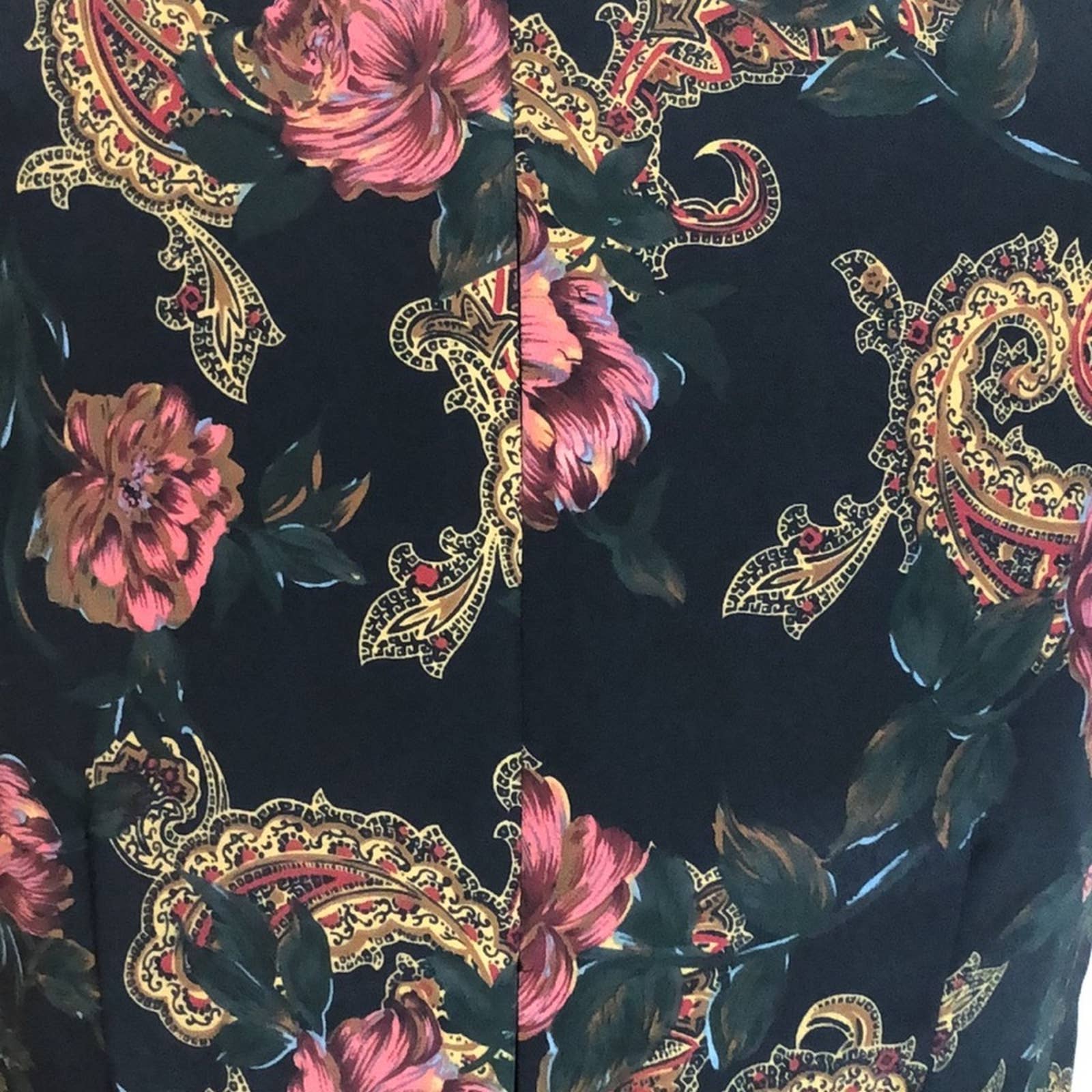 Vintage 80s 90s Classy Fall Floral Sheath Dress Medium Sarong Skirt Party by Pat Argenti - Image 4