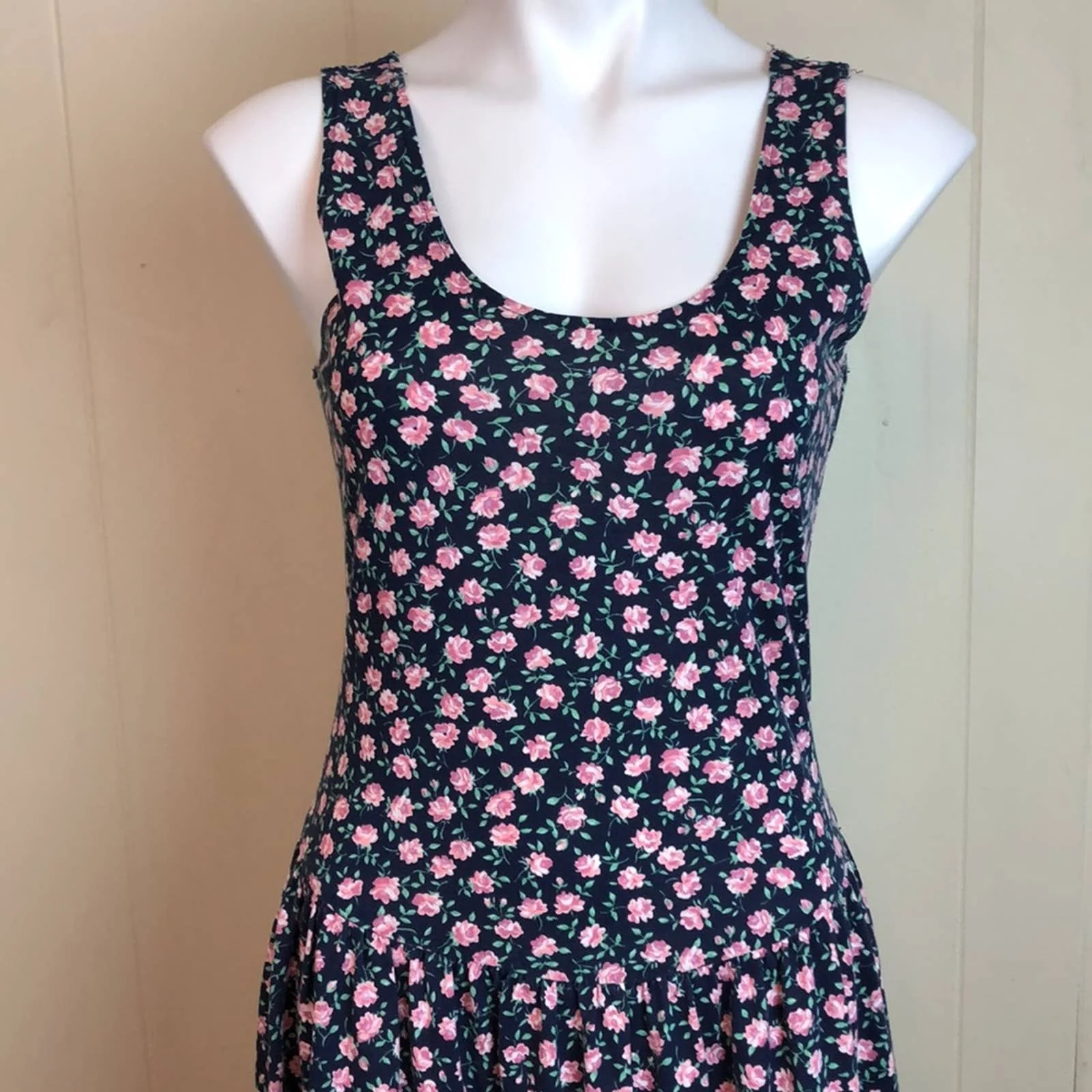 Vintage 80s 90s Floral Grunge Tank Dress by Champagne - Image 3
