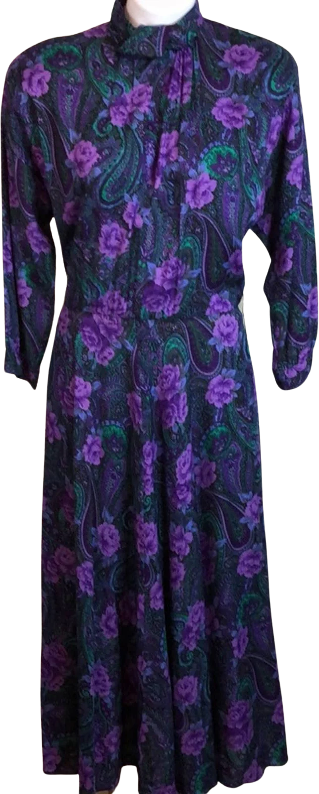 Vintage 80s 90s Golden Girls Paisley Floral Shirtdress Medium Rockabilly Daytime by ED Michaels