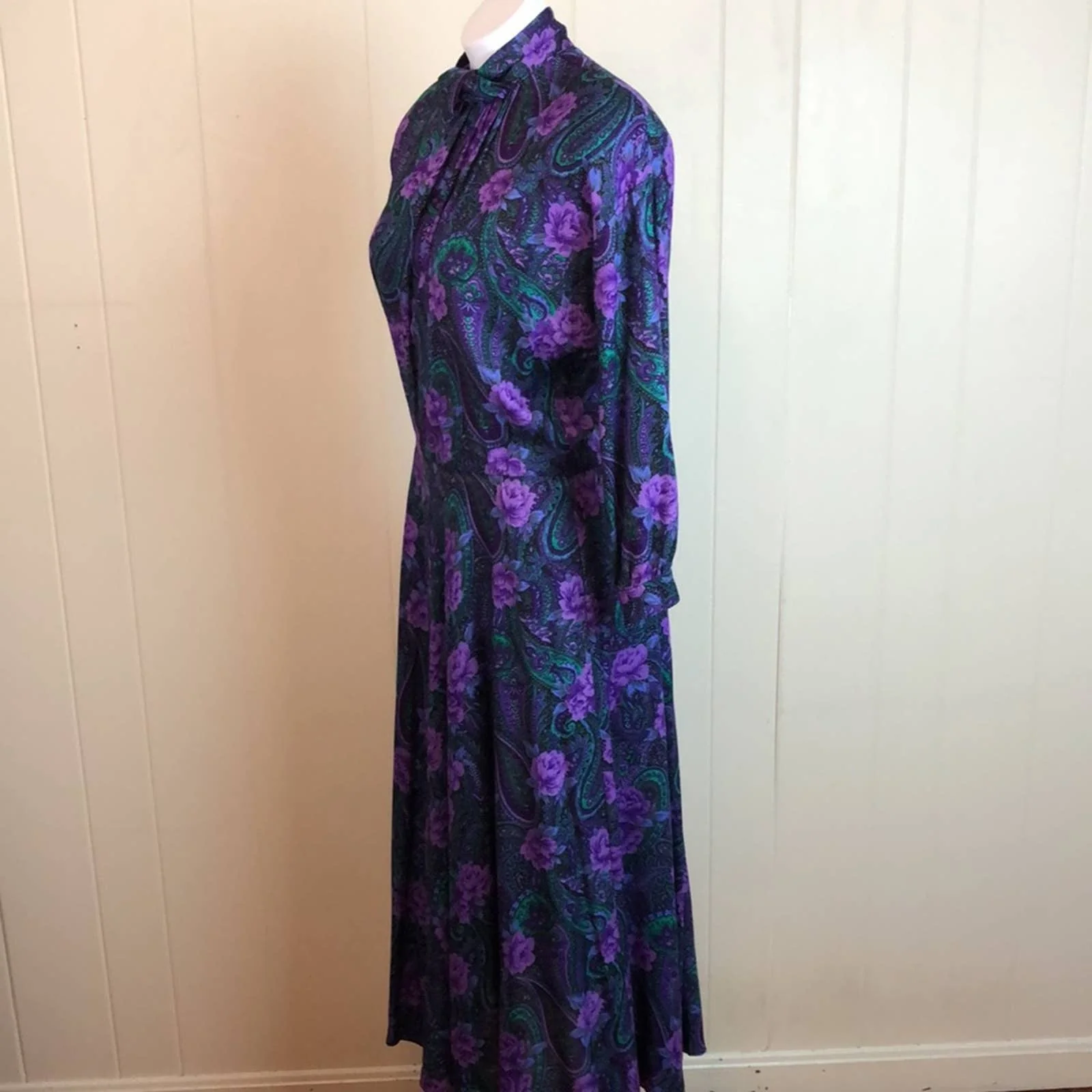 Vintage 80s 90s Golden Girls Paisley Floral Shirtdress Medium Rockabilly Daytime by ED Michaels - Image 4