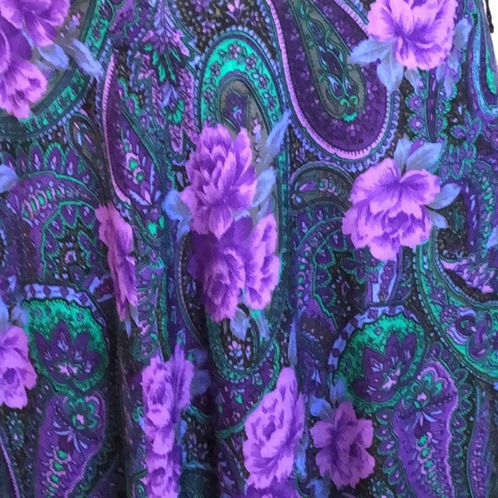Vintage 80s 90s Golden Girls Paisley Floral Shirtdress Medium Rockabilly Daytime by ED Michaels - Image 5
