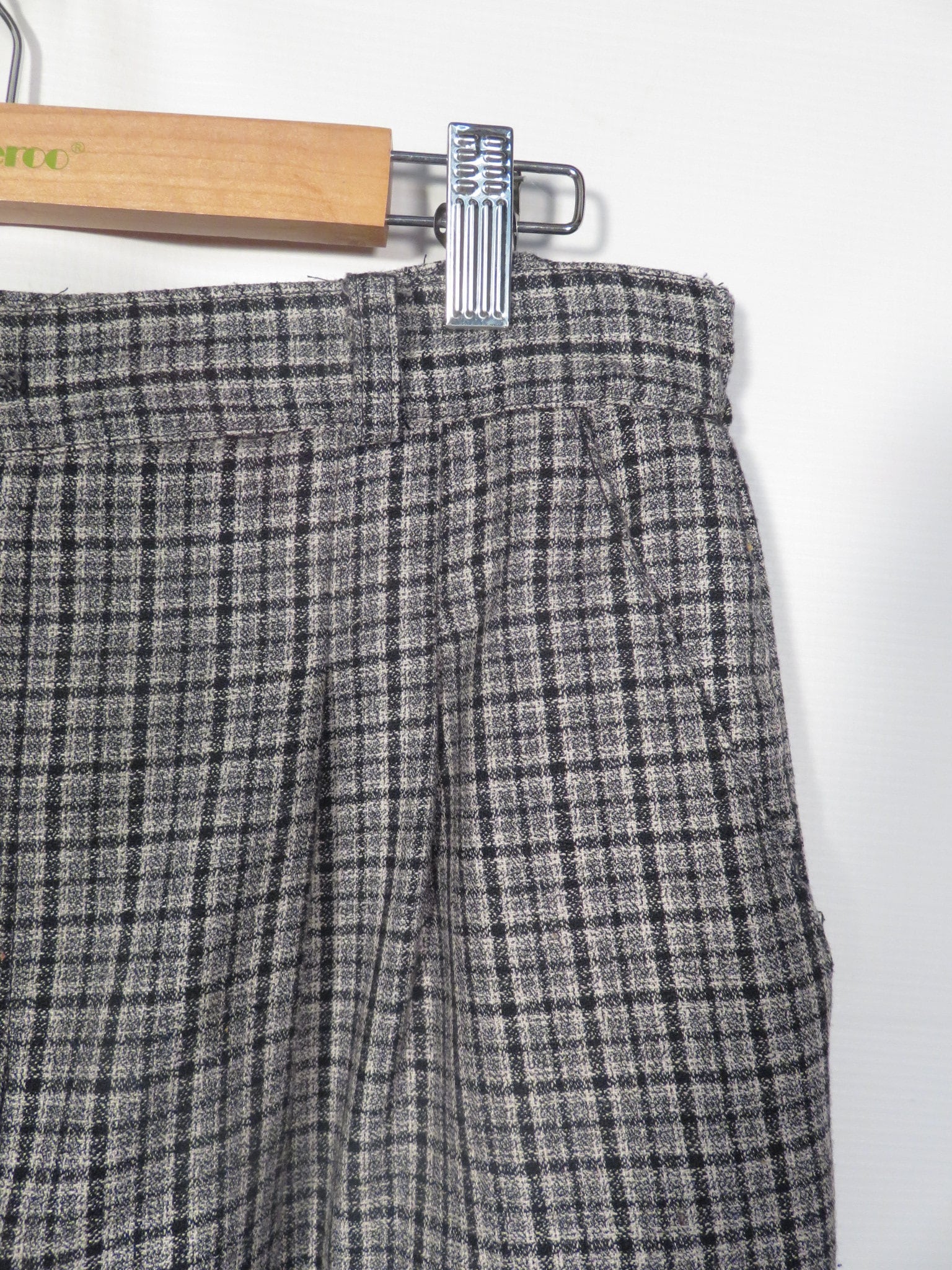 Vintage 80s/90s Gray Plaid High Waist Pleat Front Trousers Made In Usa Size L 14 by Christy girl - Image 4