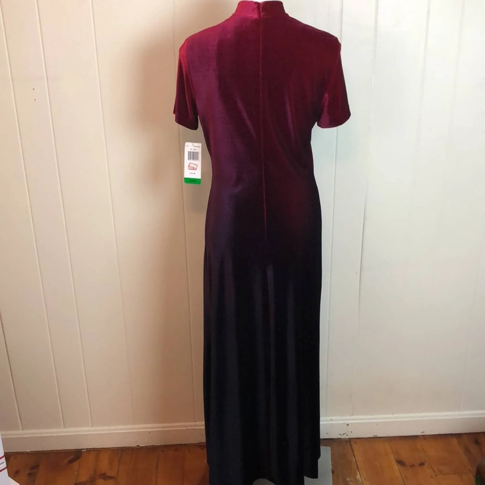 Vintage 80s 90s High Neck Grunge Velvet Maxi Dress 10 Ombré Christmas Party by John Roberts - Image 2