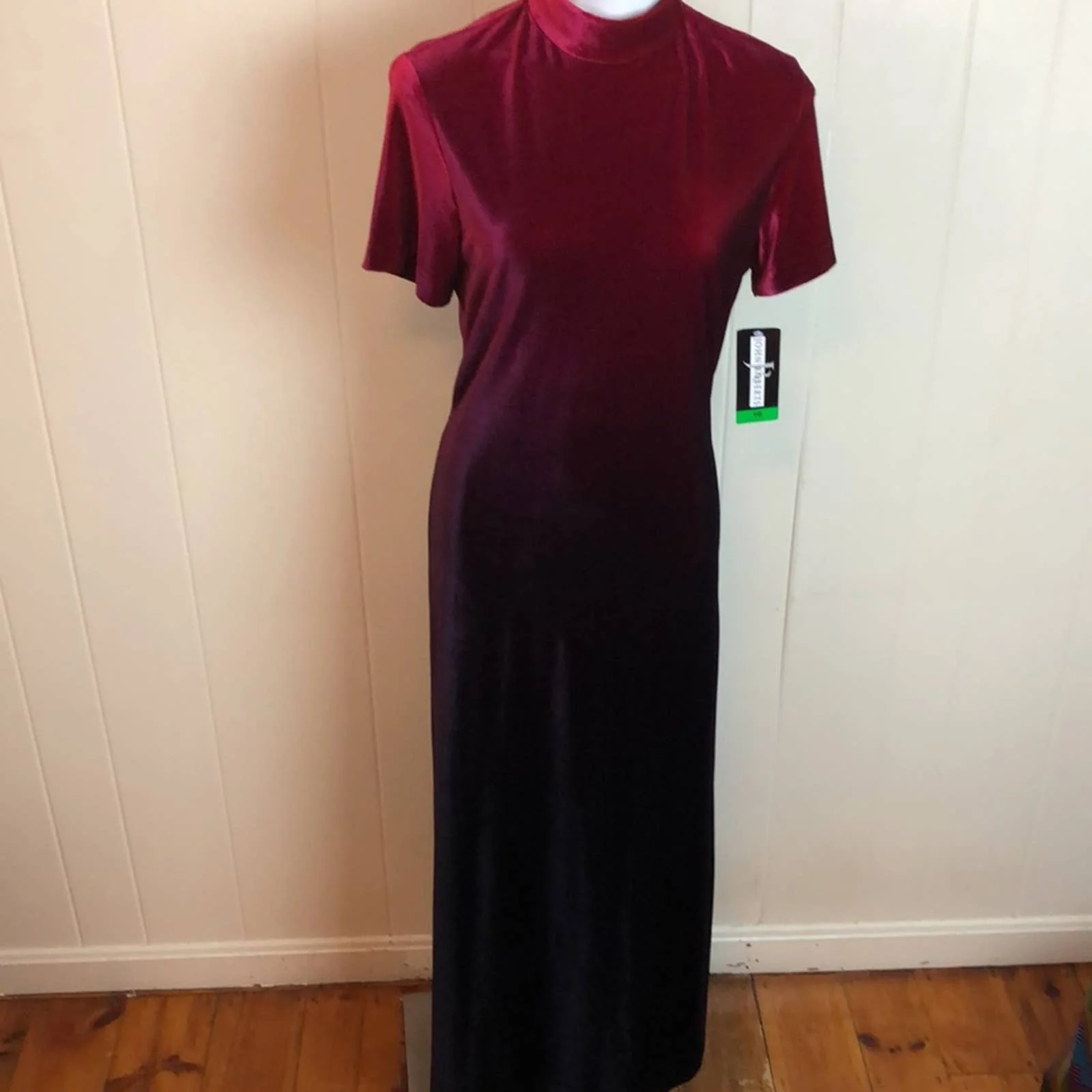 Vintage 80s 90s High Neck Grunge Velvet Maxi Dress 10 Ombré Christmas Party by John Roberts - Image 4