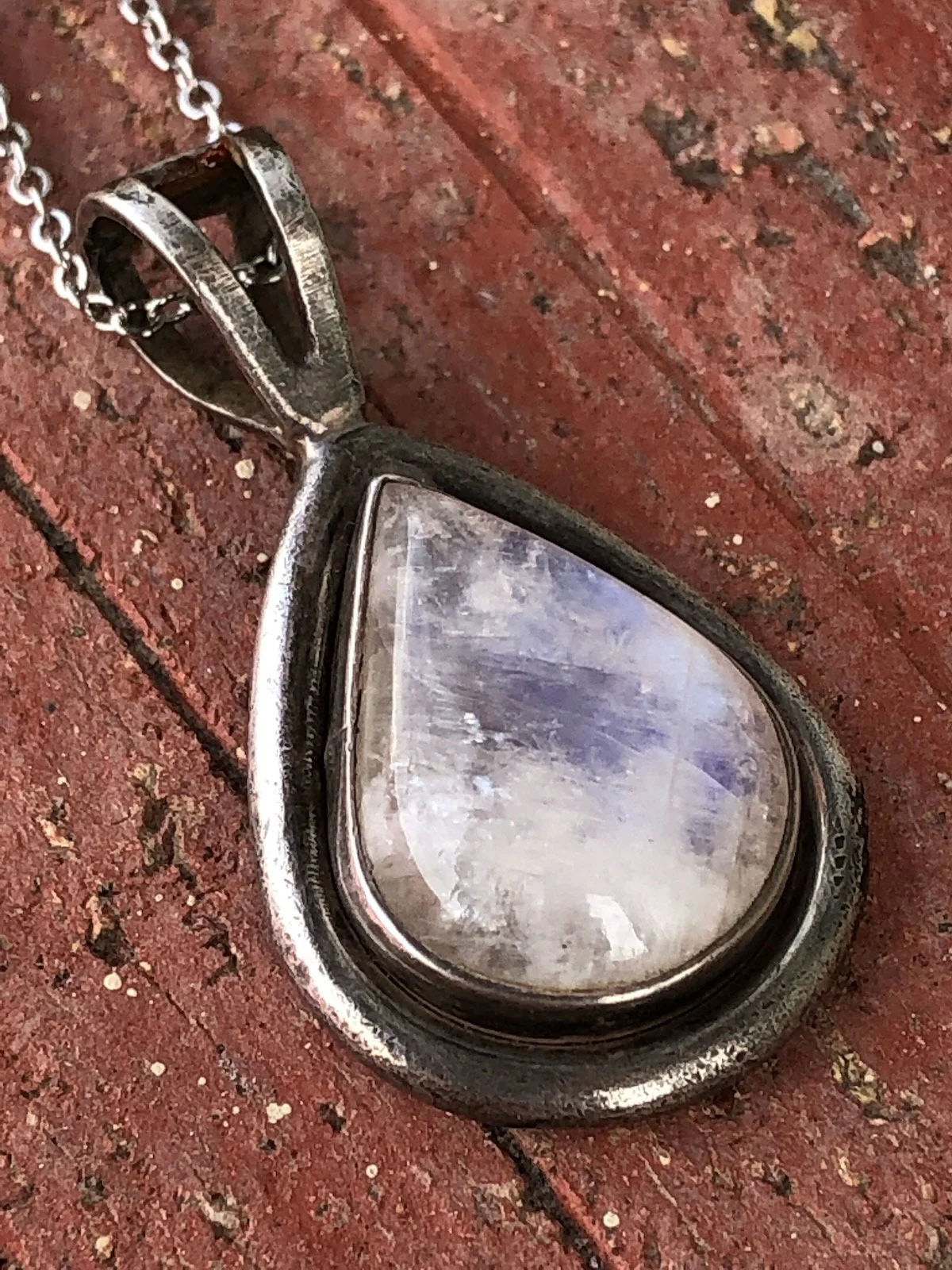 80s/90s Vintage 80s 90s Labradorite Pendant Necklace Sterling Silver 18 Inches By Artisan - Image 4
