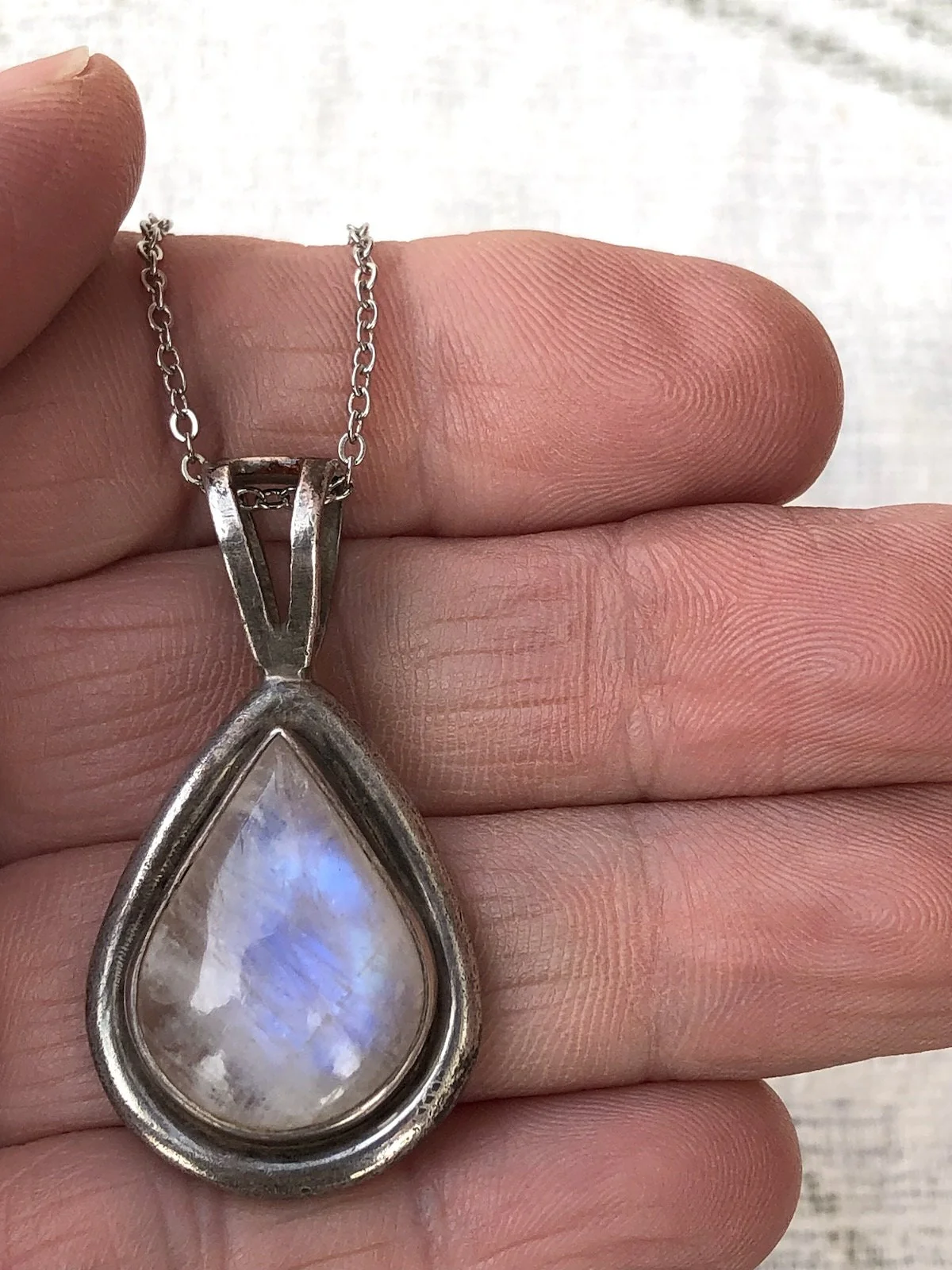 80s/90s Vintage 80s 90s Labradorite Pendant Necklace Sterling Silver 18 Inches By Artisan - Image 6