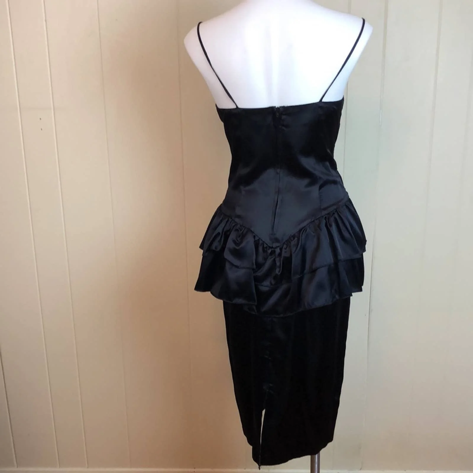 Vintage 80s 90s Metallic Peplum Party Dress Xs Small Tiered Prom Cocktail Formal by News from California - Image 5