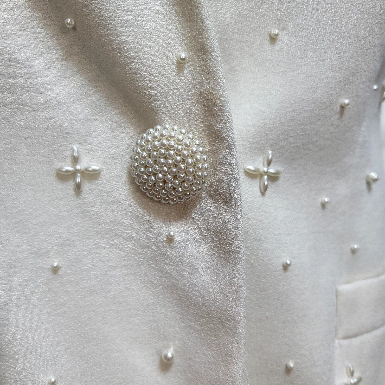 80s/90s Cream Beaded Rhinestone Blazer By Nolan Miller - Image 3