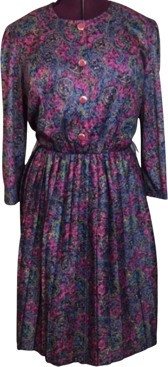 Vintage 80s 90s Paisley Golden Girls Shirtdress by Glenfrey Fashions