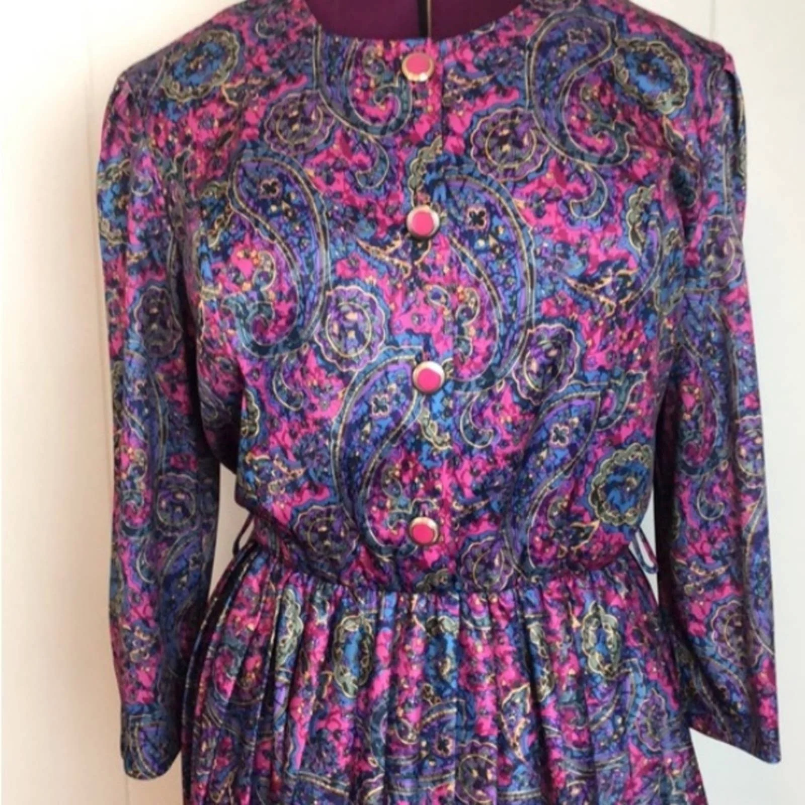 Vintage 80s 90s Paisley Golden Girls Shirtdress by Glenfrey Fashions - Image 3