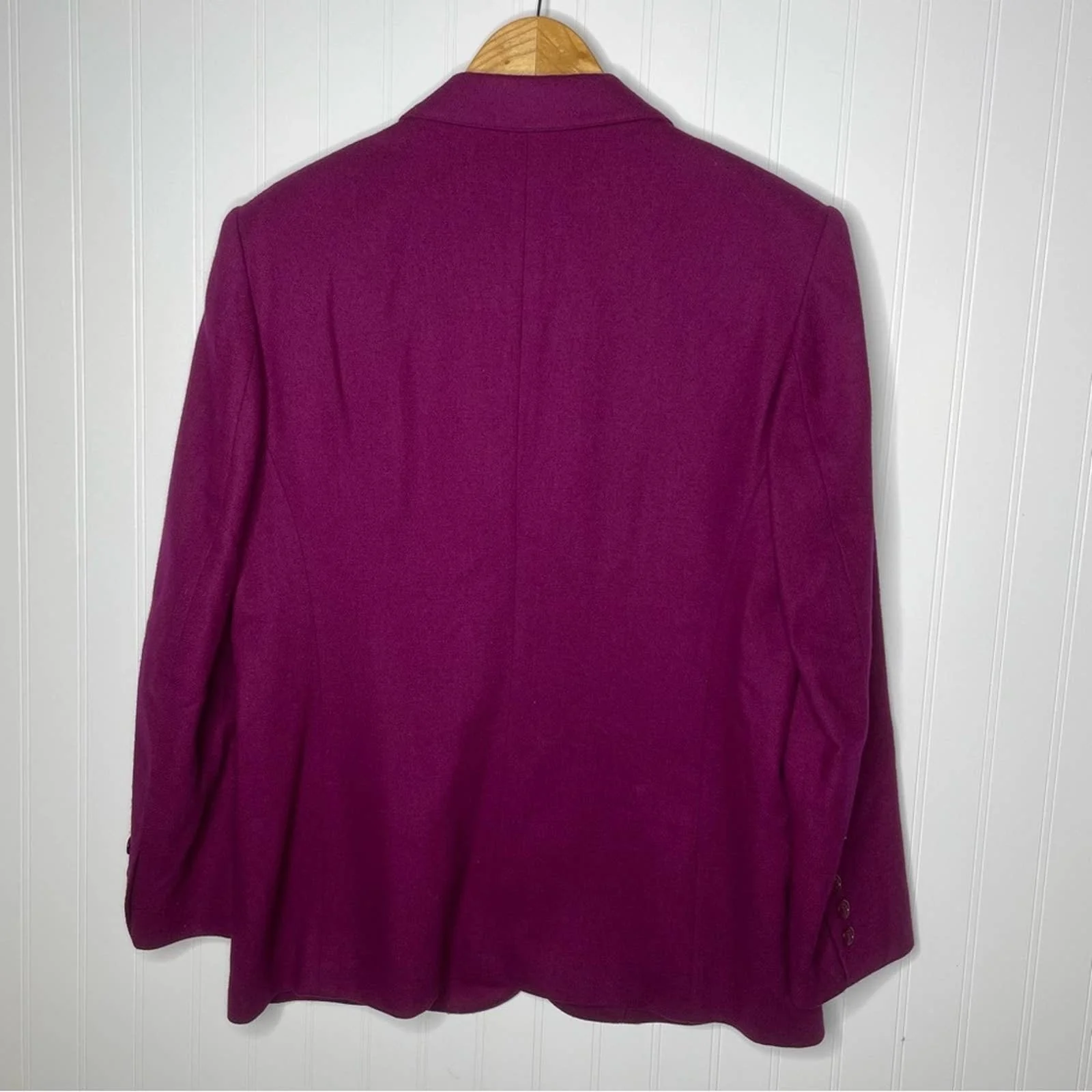Vintage 80s/90s Purple Fuchsia Wool Nylon Blazer Jacket Women’s 12 by Leslie Fay - Image 2